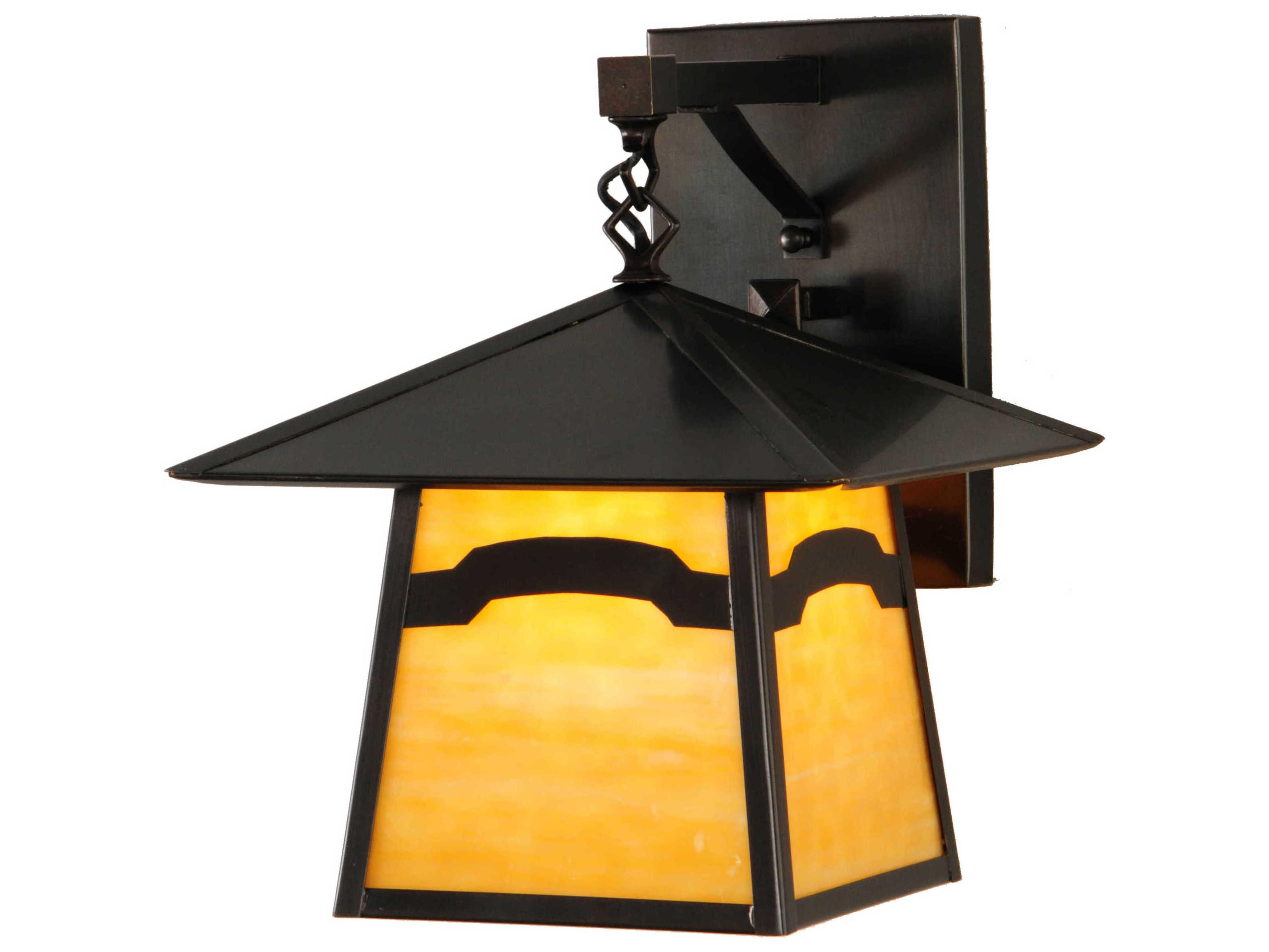 Meyda Stillwater 1-Light Craftsman Brown Glass Wall Sconce