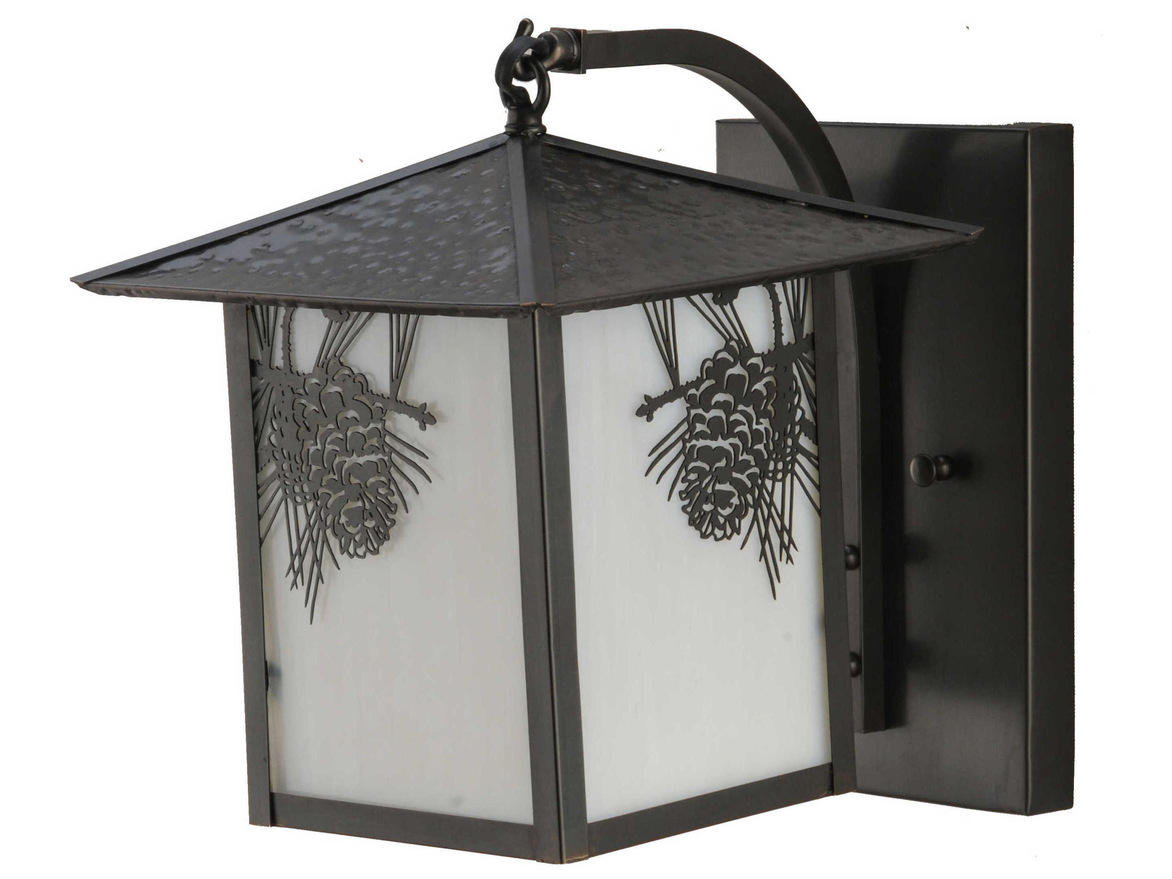 Meyda Seneca Winter Pine Craftsman Brown Glass Wall Sconce