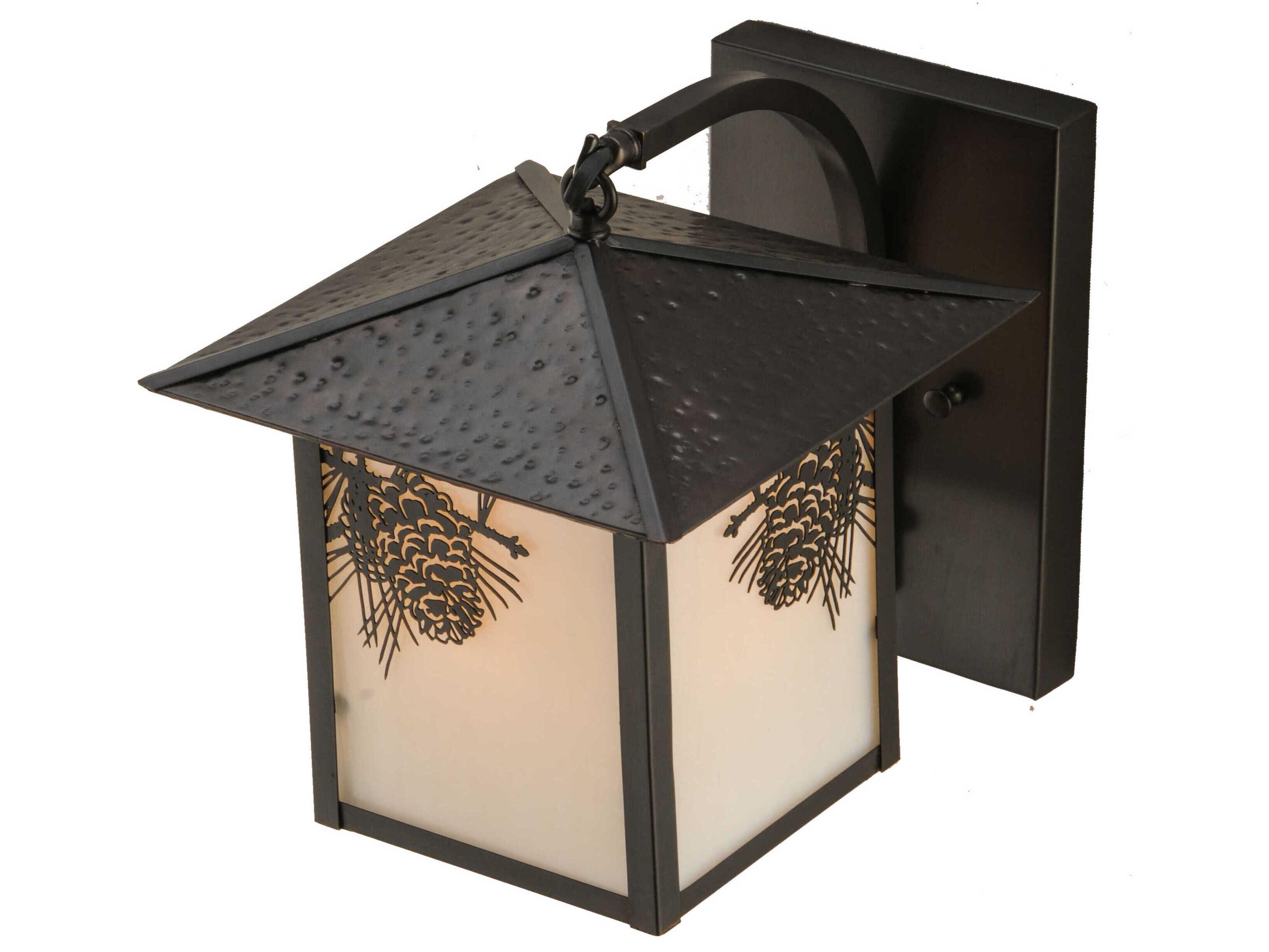 Meyda Seneca Winter Pine Craftsman Brown Glass Wall Sconce