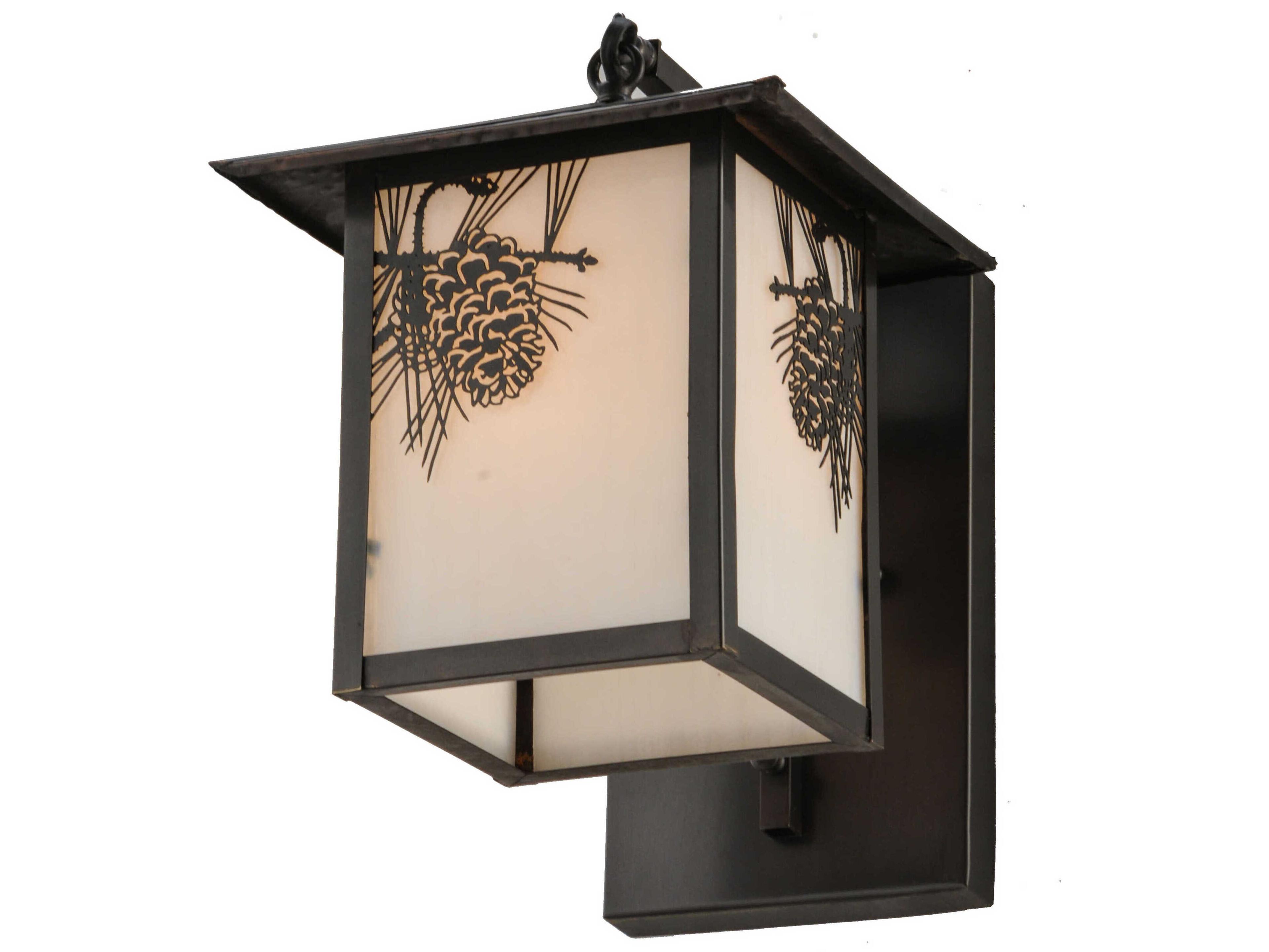 Meyda Seneca Winter Pine Craftsman Brown Glass Wall Sconce