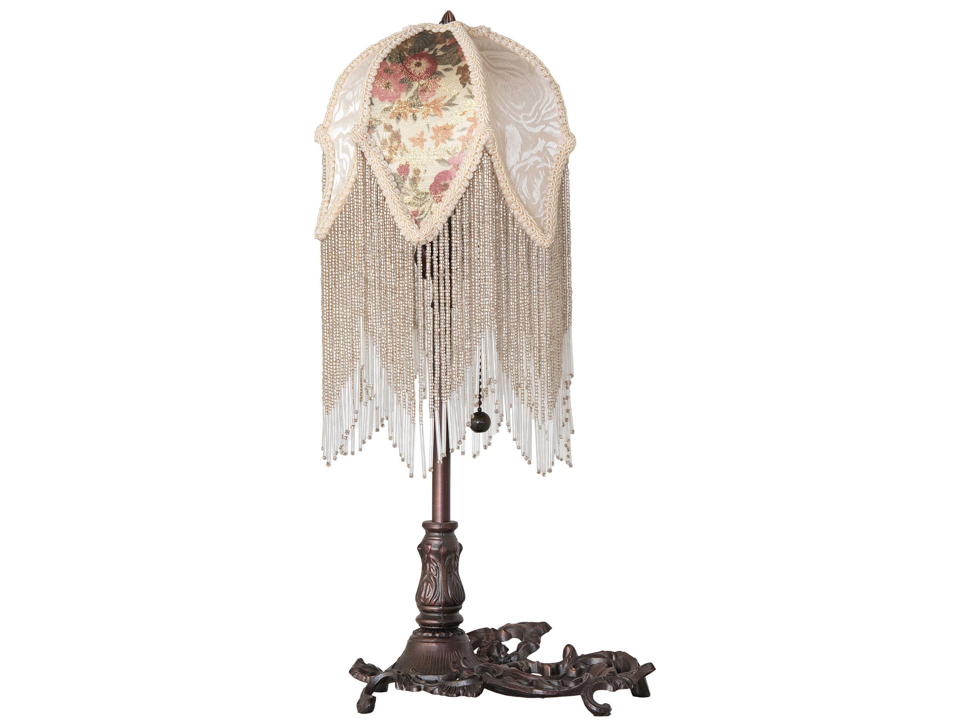 Meyda Fabric Tulip Mahogany Bronze Table Lamp