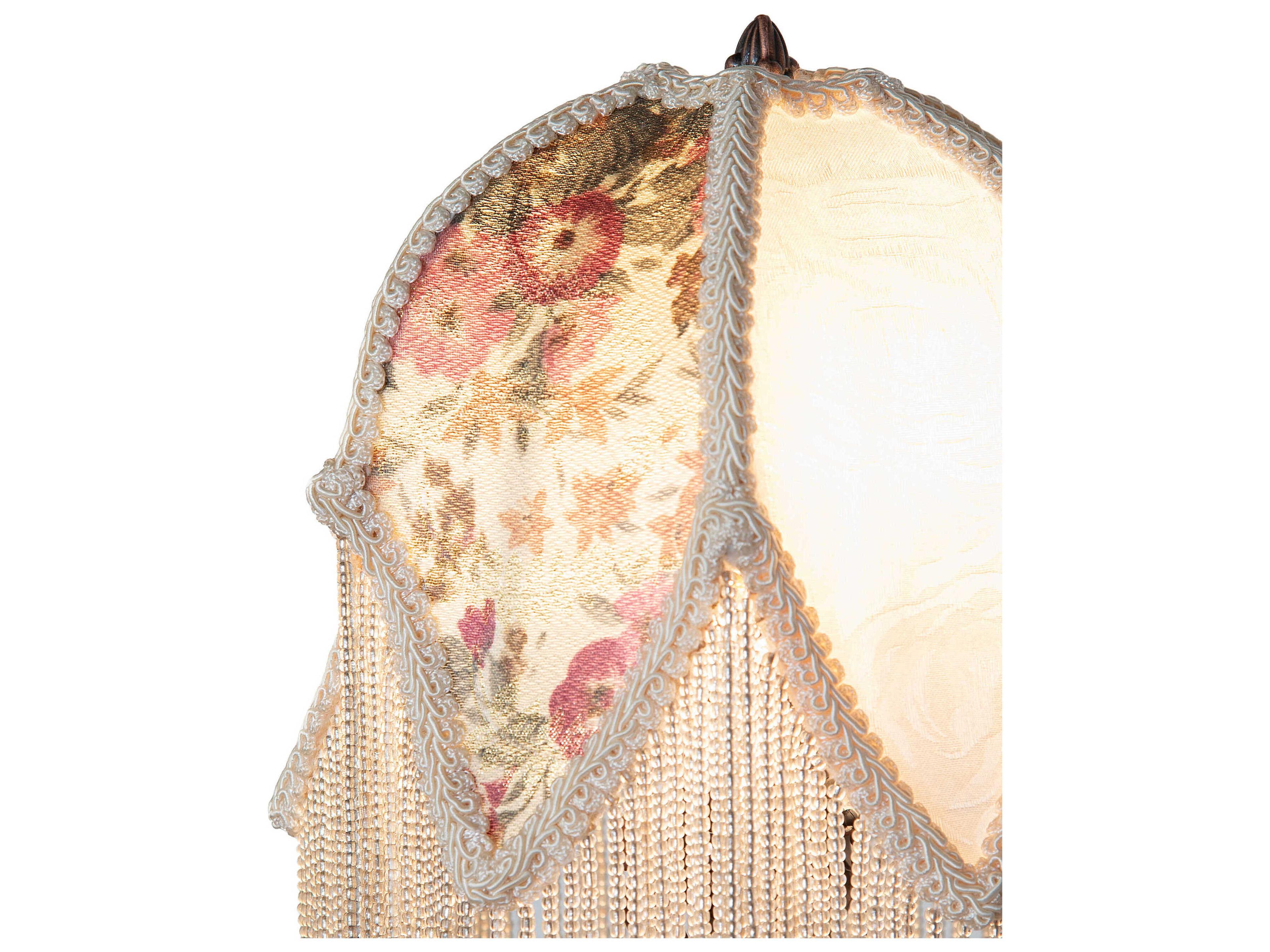 Meyda Fabric Tulip Mahogany Bronze Table Lamp