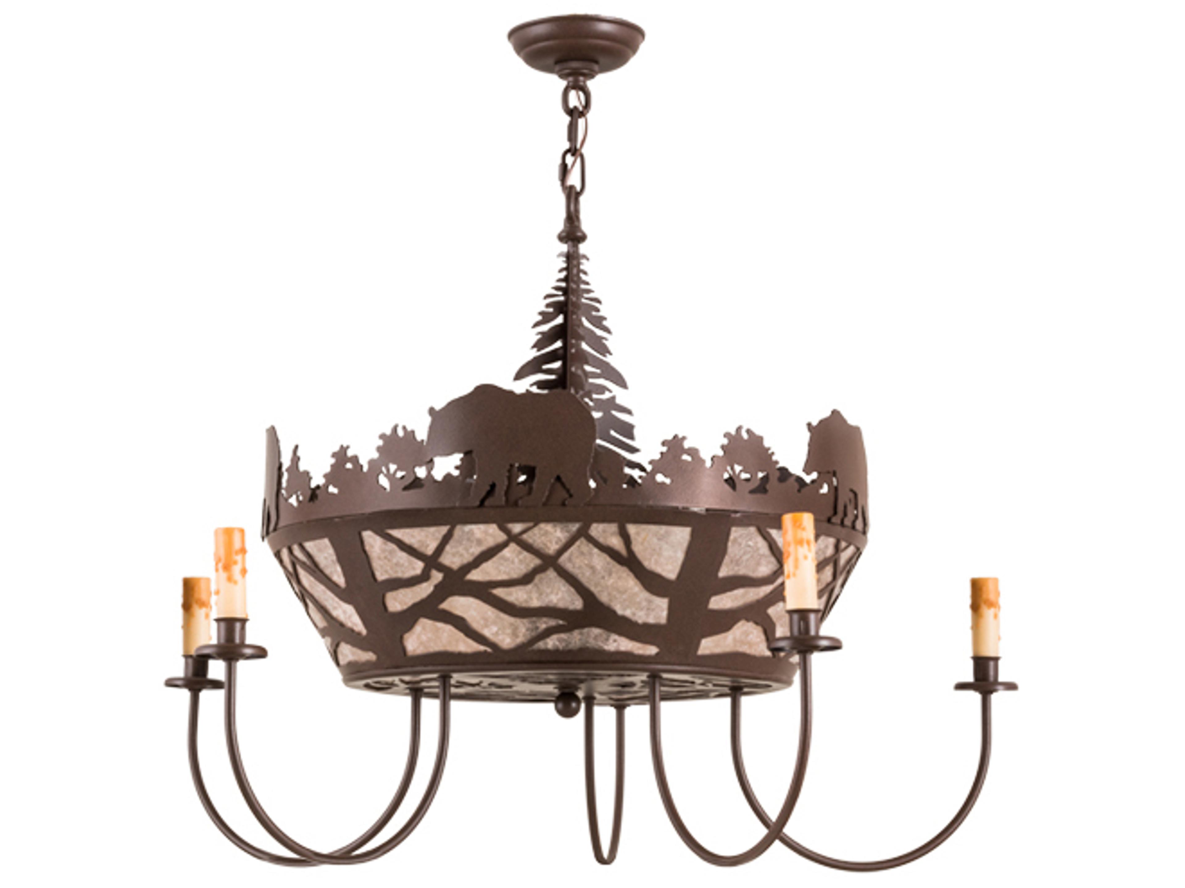 8-Light Brown Candelabra Chandelier
