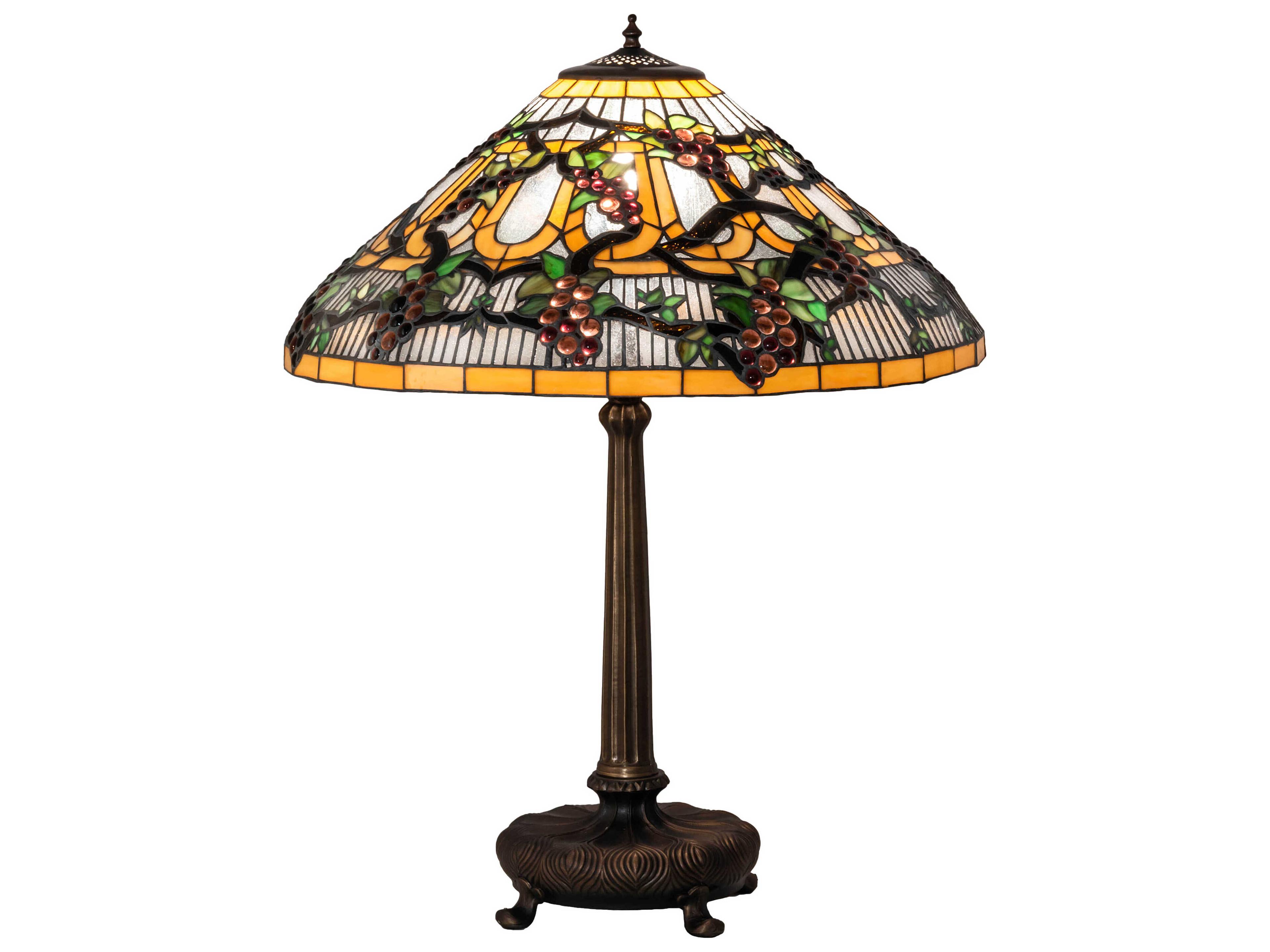 Jeweled Grape Mahogany Bronze Glass Tiffany Buffet Lamp