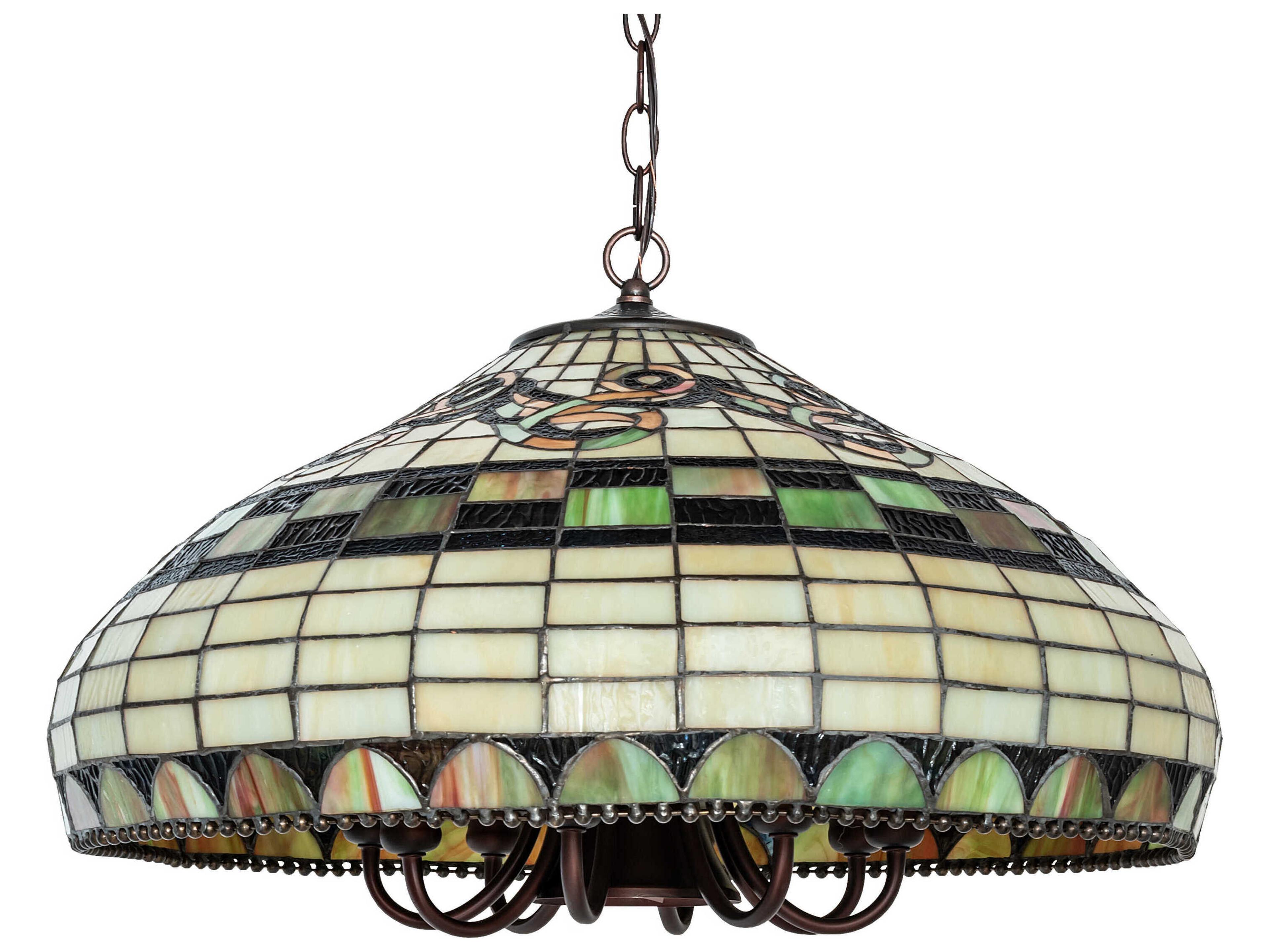 Meyda Tiffany Edwardian 8 1-Light Mahogany Bronze Glass Chandelier