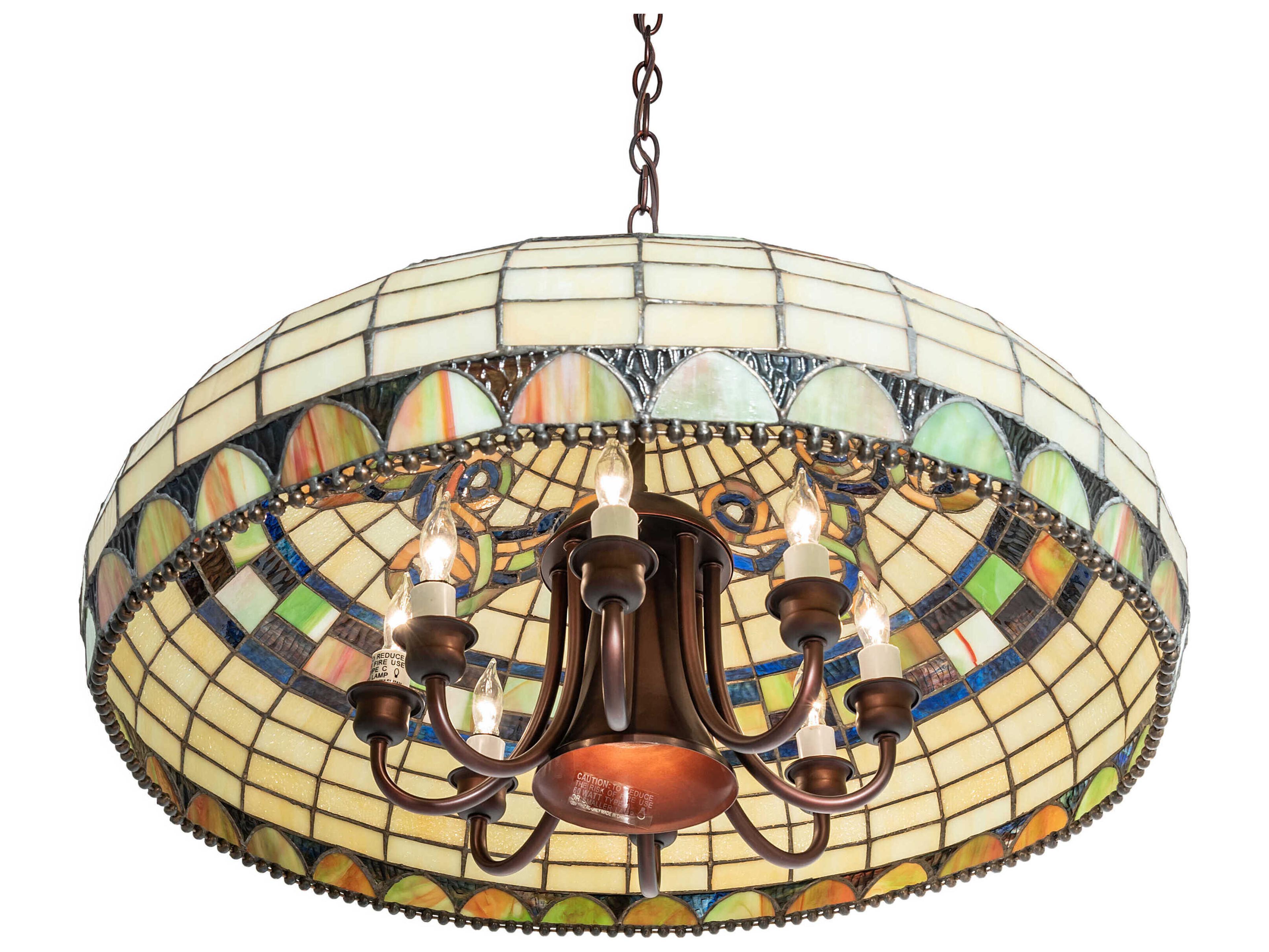 Meyda Tiffany Edwardian 8 1-Light Mahogany Bronze Glass Chandelier