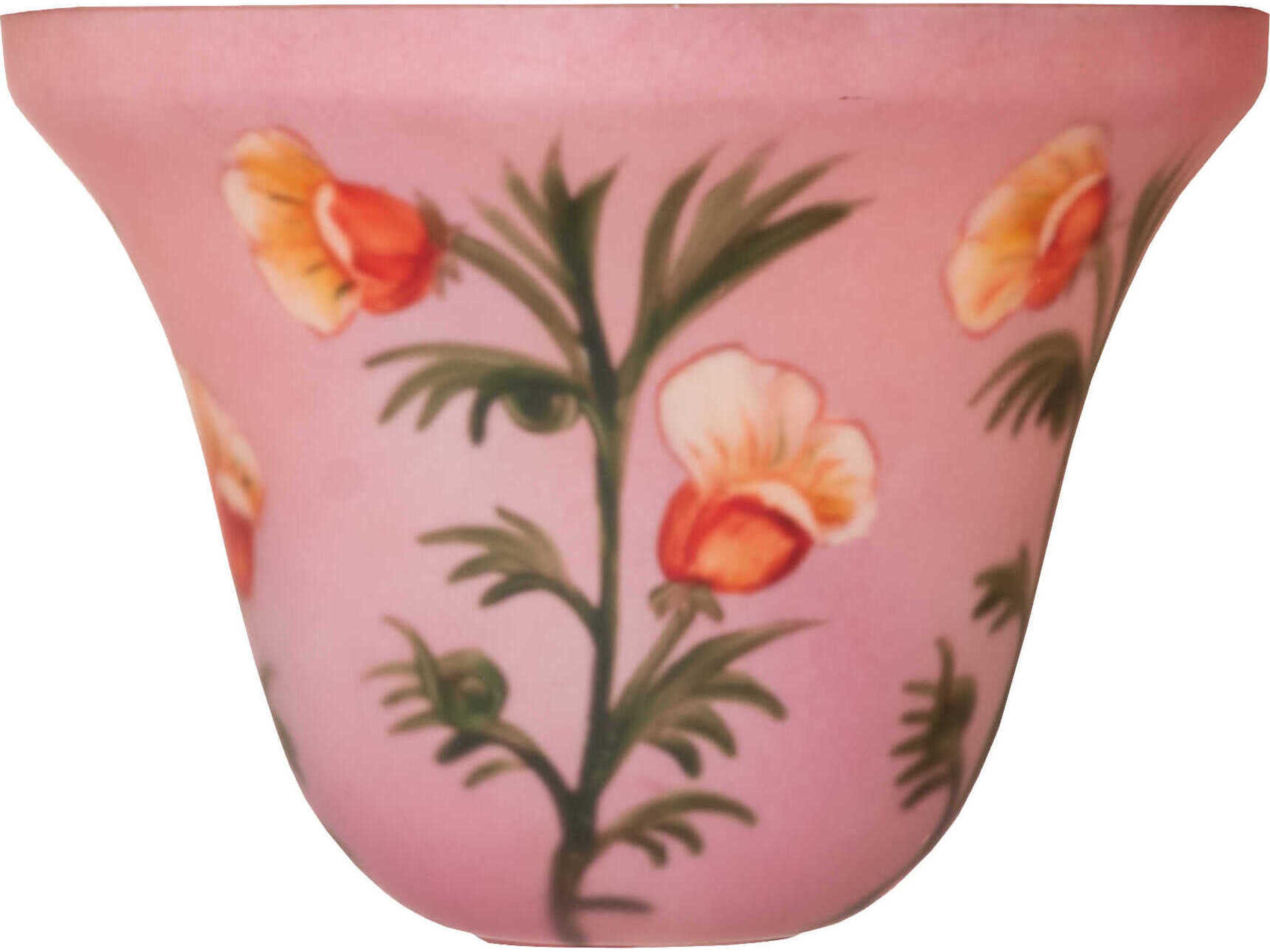 Bell Flower Hand Painted Fushia Glass Shade