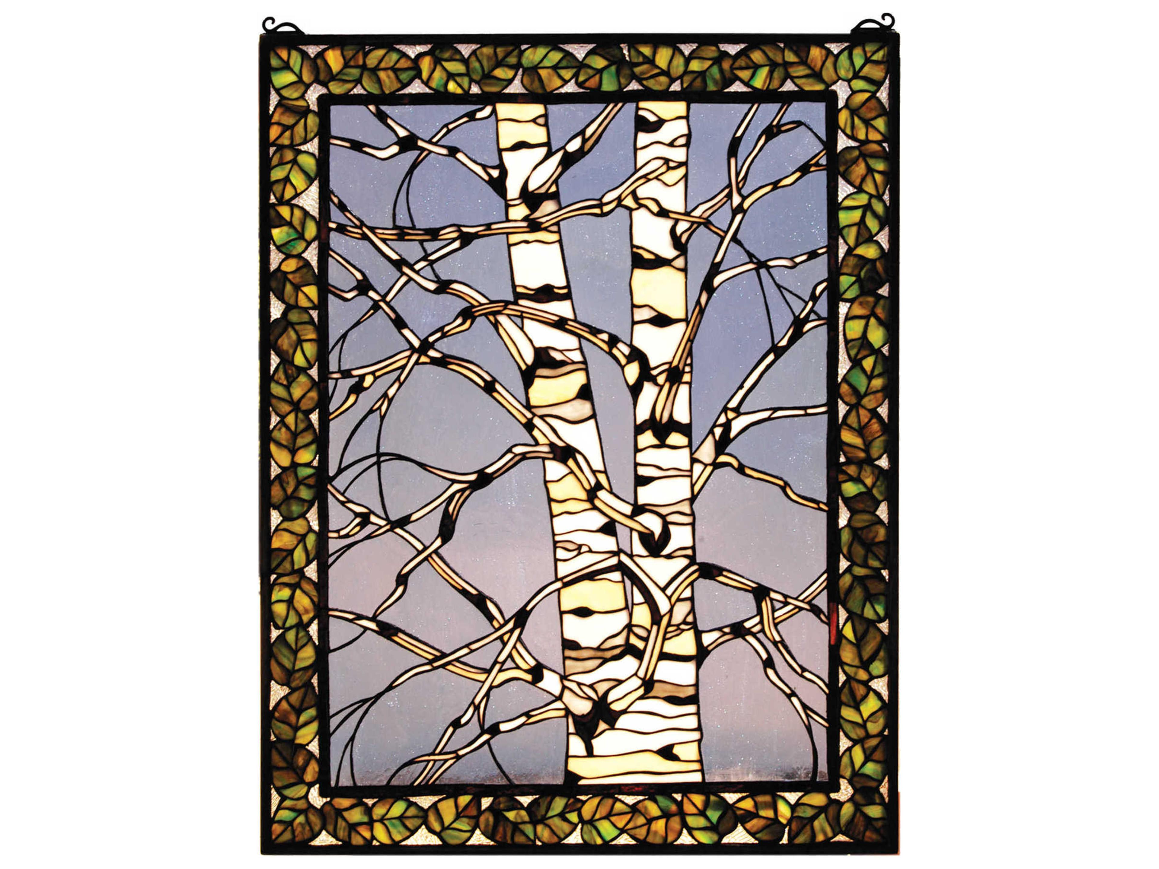 Birch Tree In Winter Right Stained Glass Window