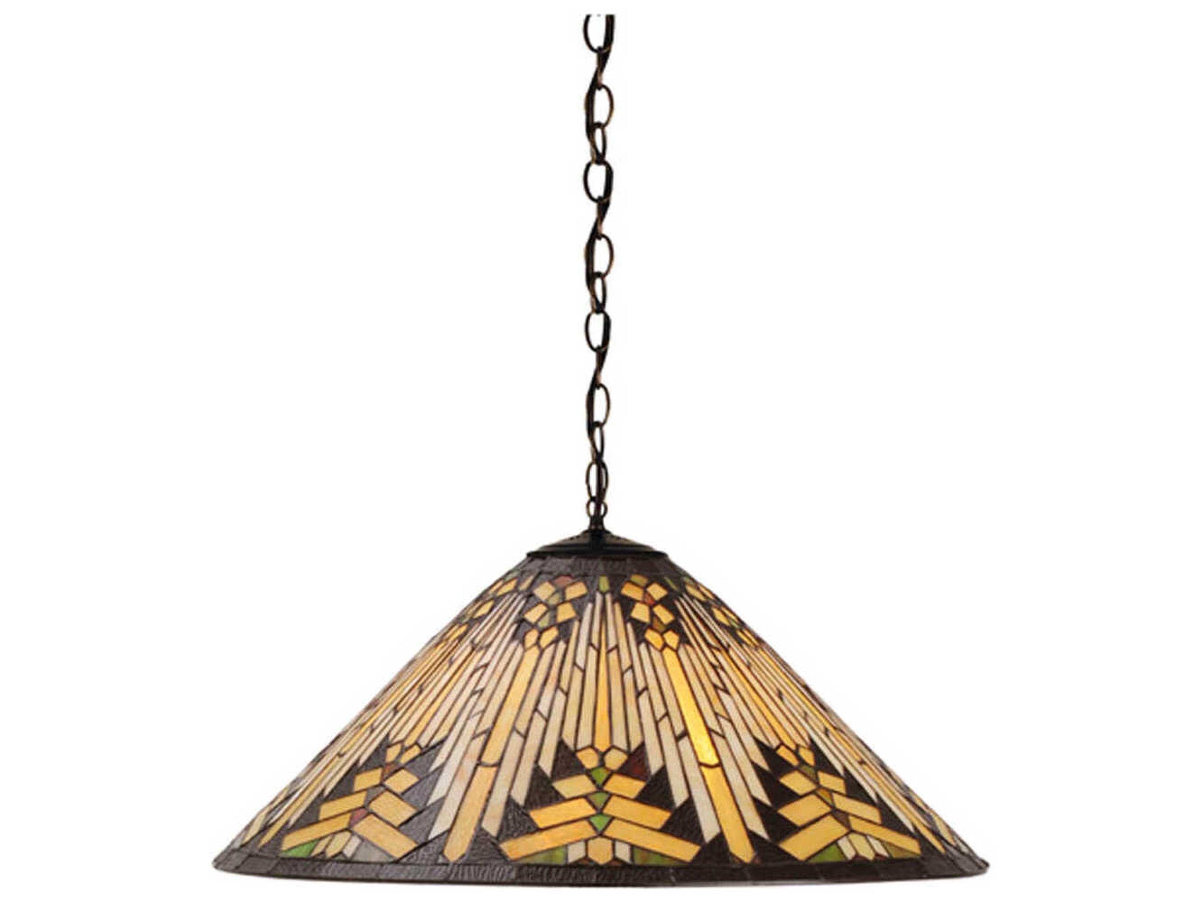 Nuevo Mission 1-Light Mahogany Bronze Glass Tiffany Pendant