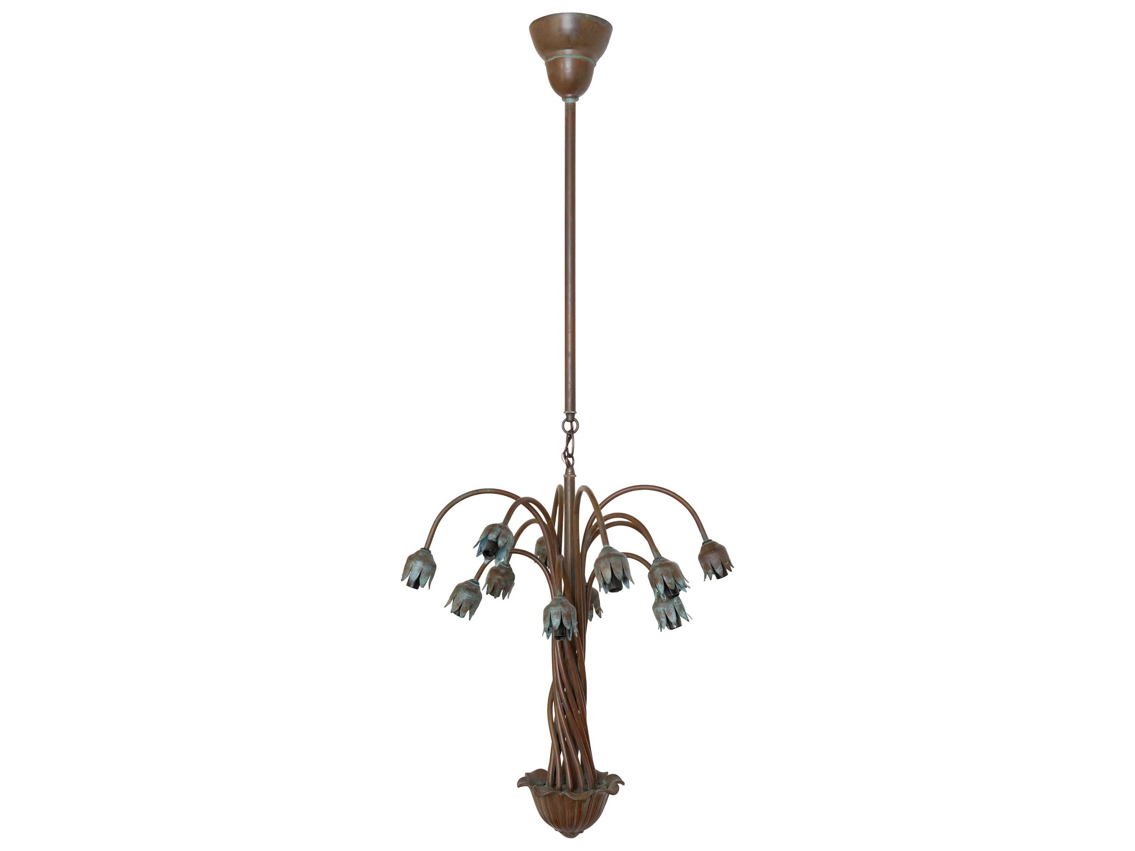 Lily 12-Light Natural Bronze Verdigris Traditional Chandelier