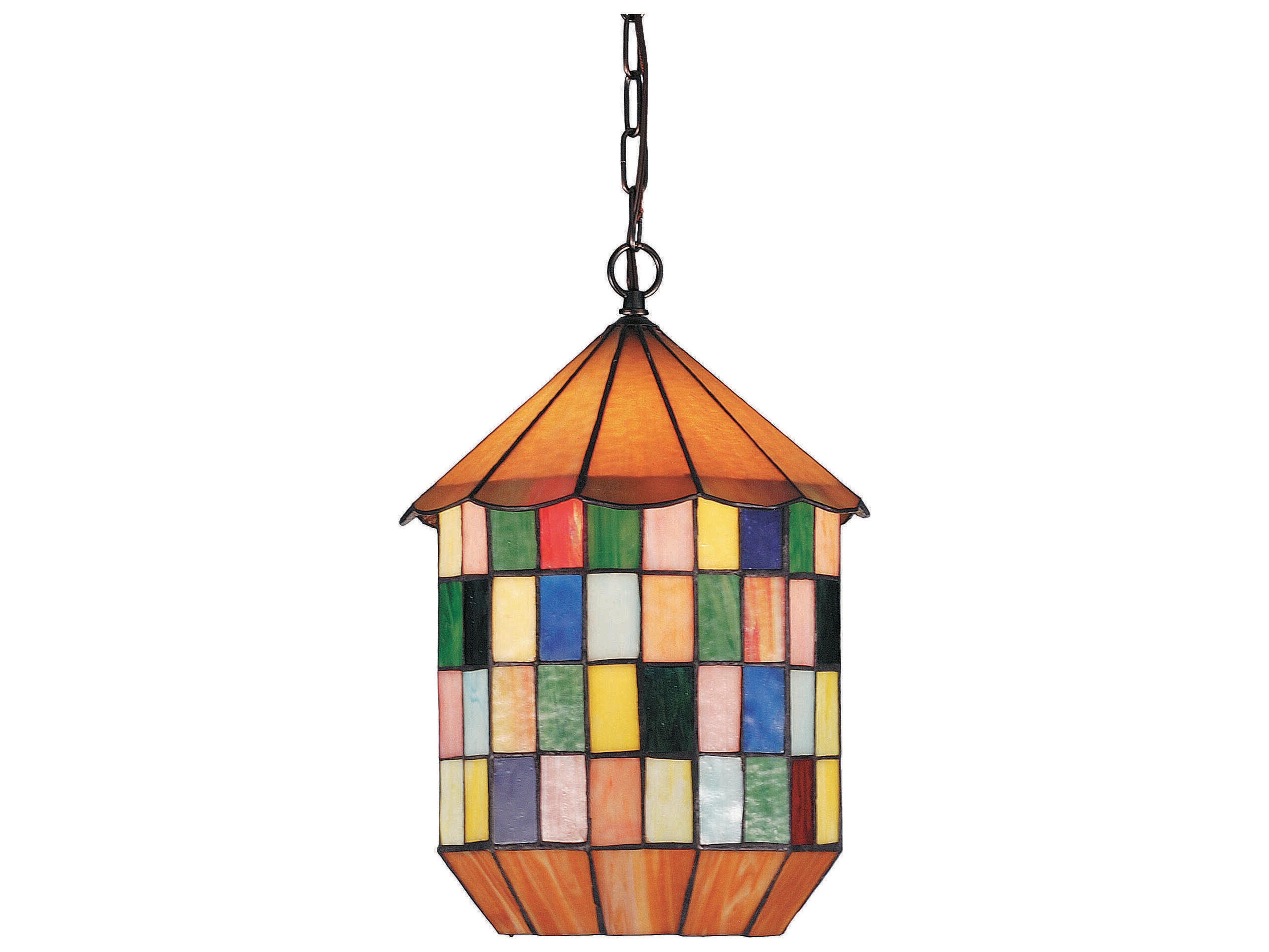 1-Light Antique Bronze Glass Tiffany Mini Pendant