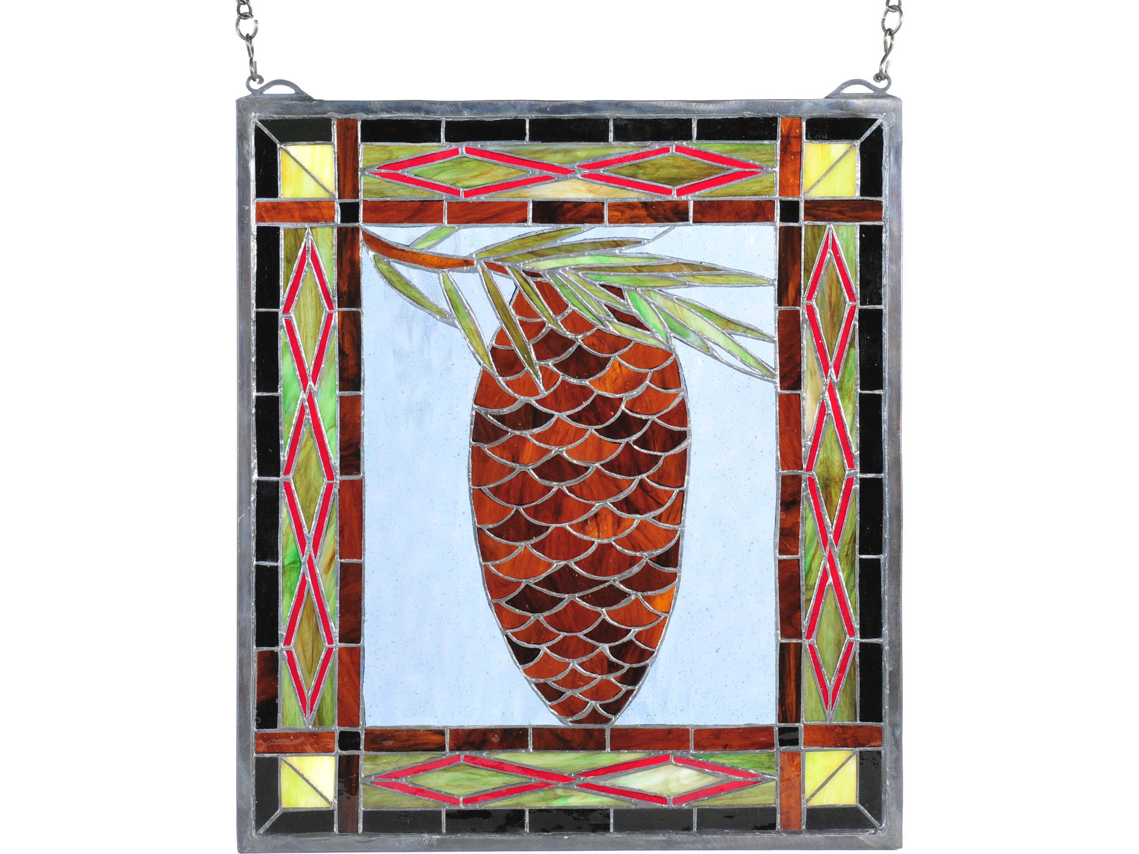 Meyda Pinecone-Stained Glass Window