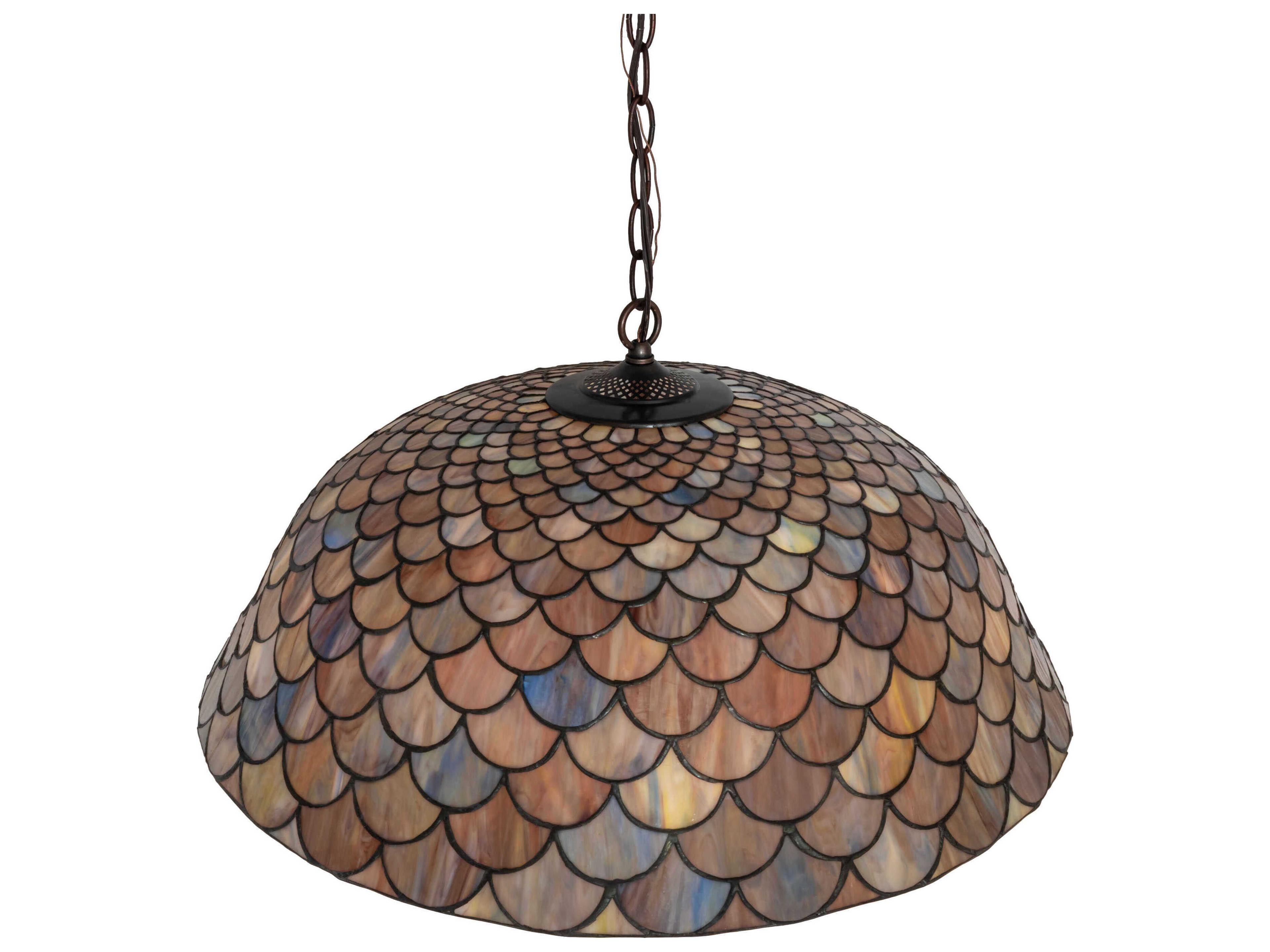 Meyda Tiffany Fishscale 8 1-Light Mahogany Bronze Glass Dome Chandelier