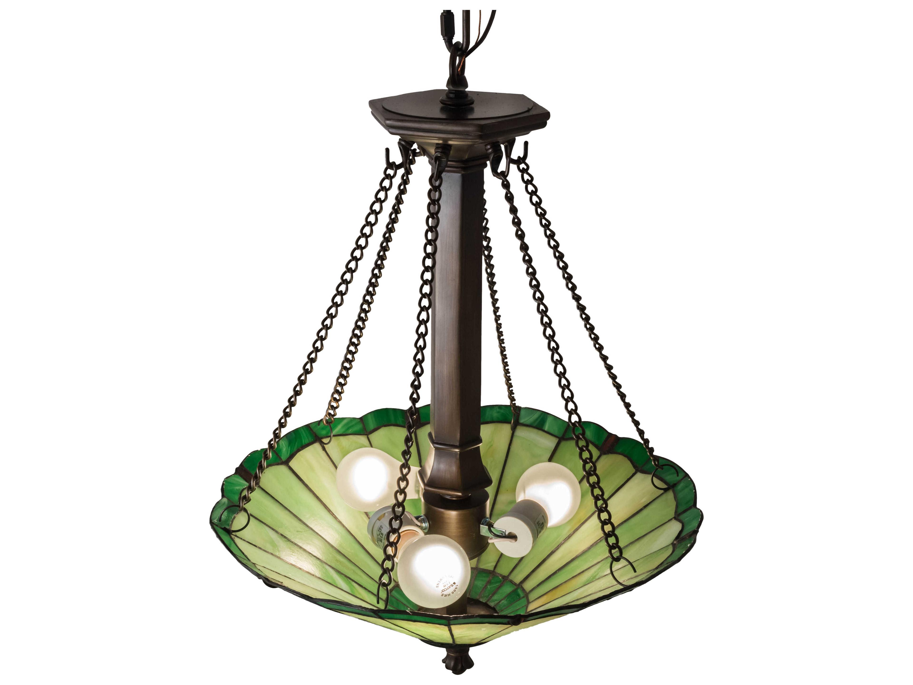 Meyda Caprice 3-Light Mahogany Bronze Brown Glass Tiffany Pendant