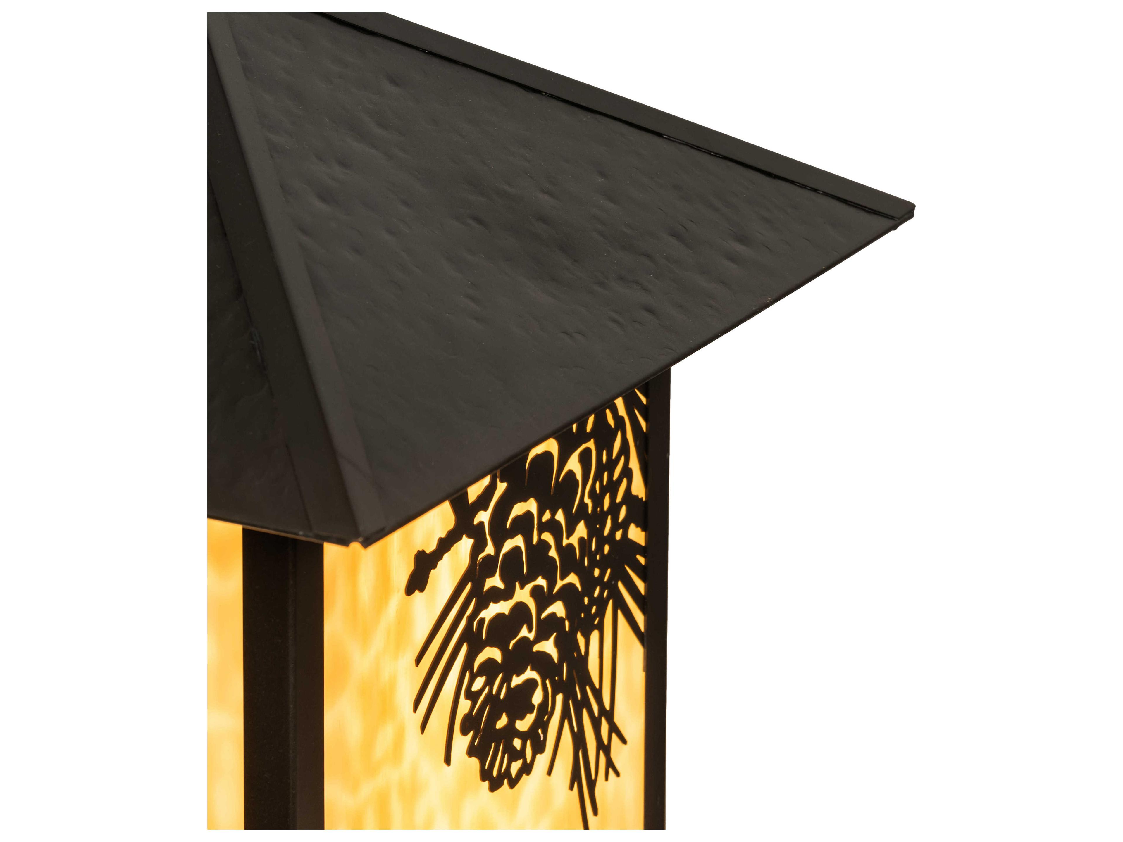 Meyda Seneca Winter Pine 1-Light Craftsman Brown Off White Glass Geometric Pendant