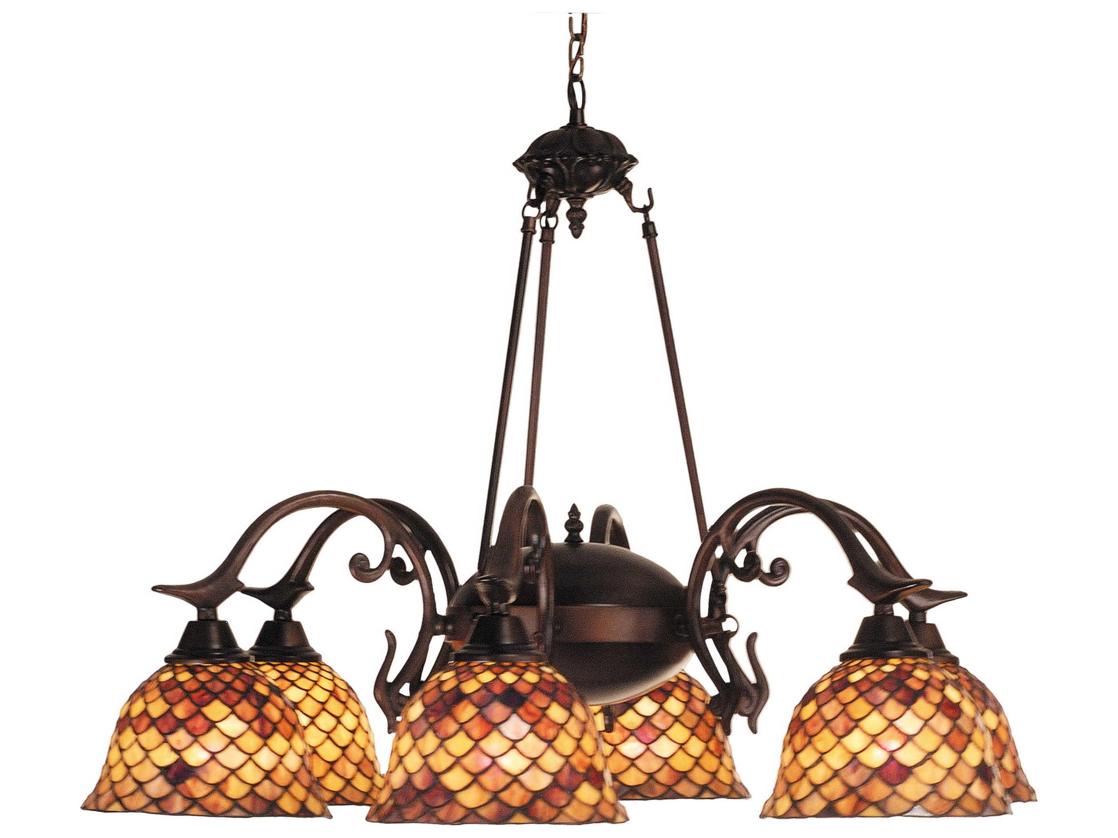 Tiffany Fishscale 6-Light Bronze Traditional Chandelier