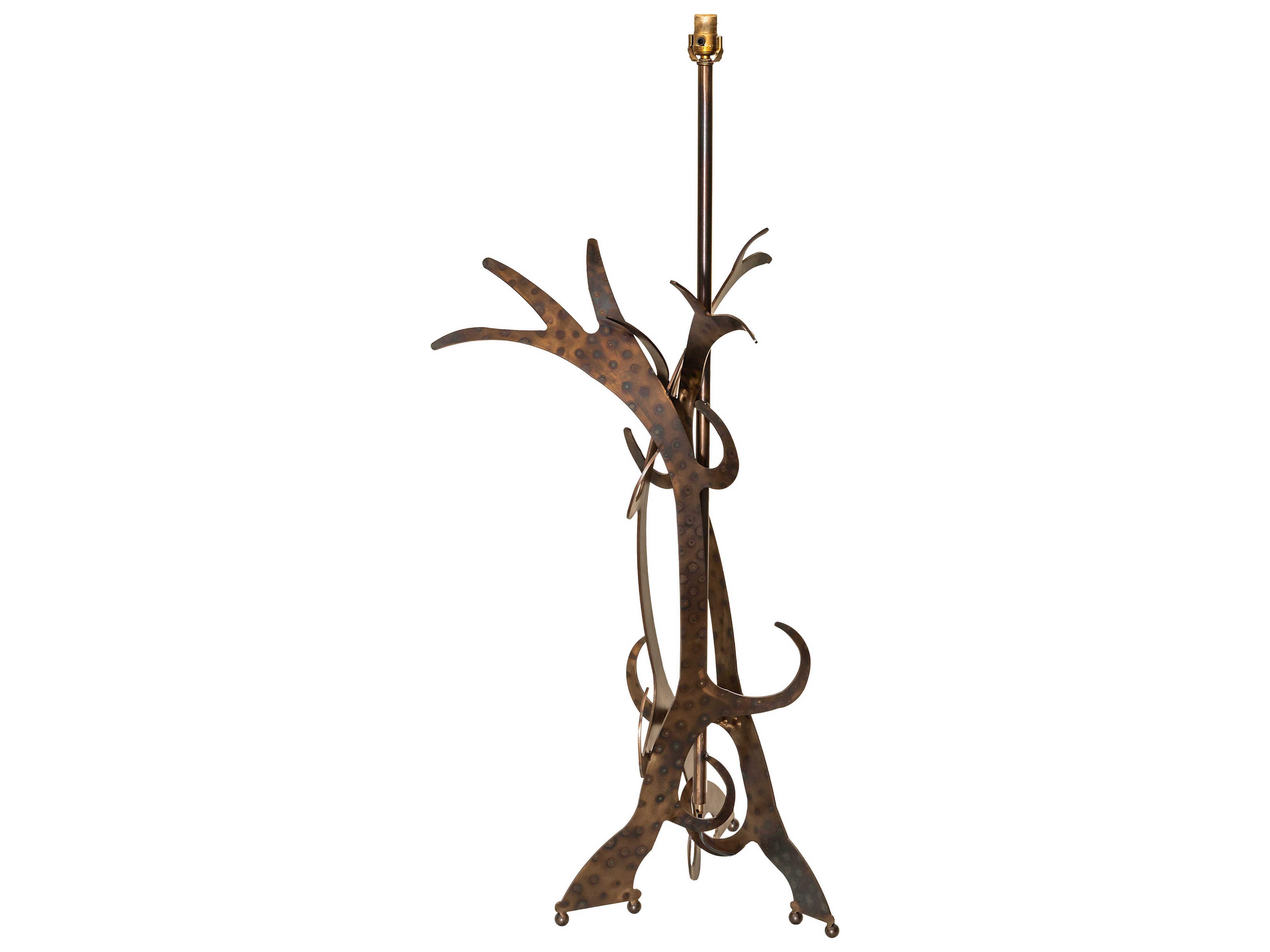 Antler 1-Light Dark Burnished Antique Copper Floor Base