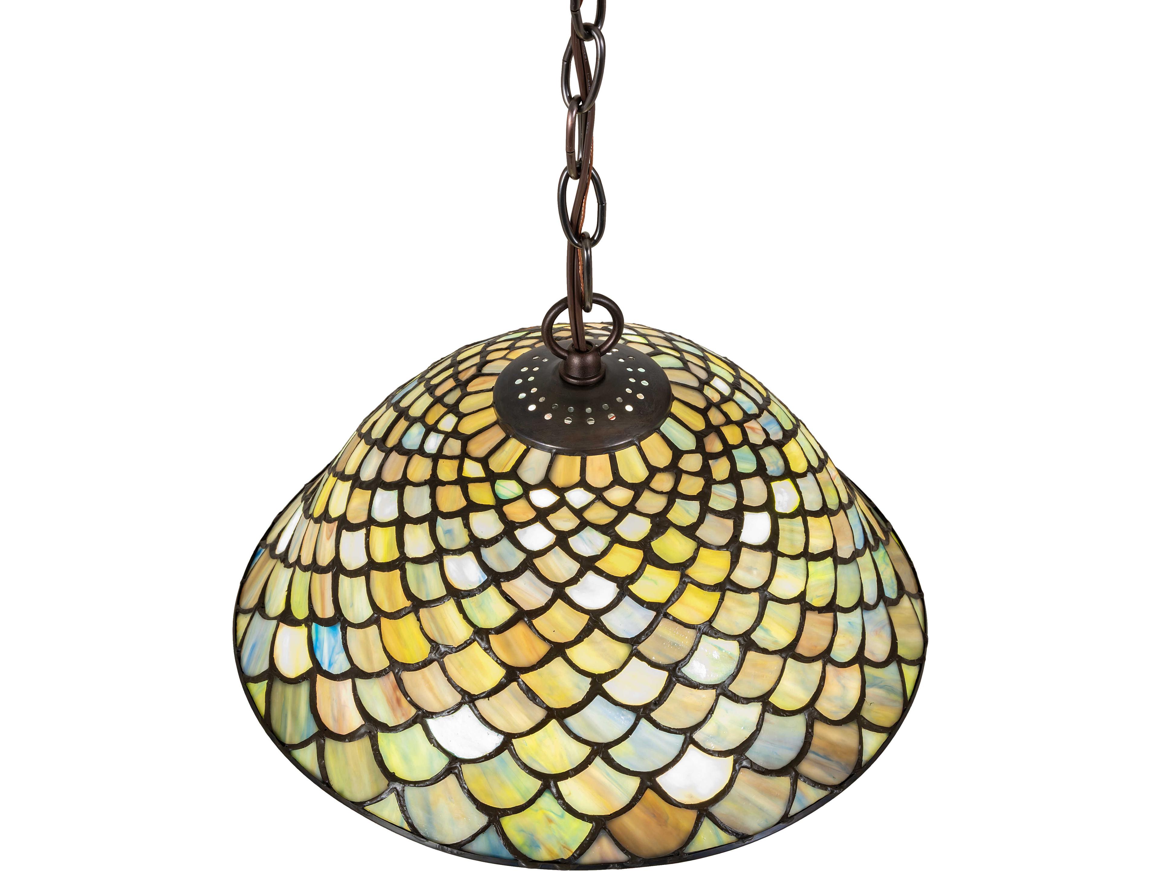 Meyda Tiffany Fishscale 1-Light Green Mini Pendant