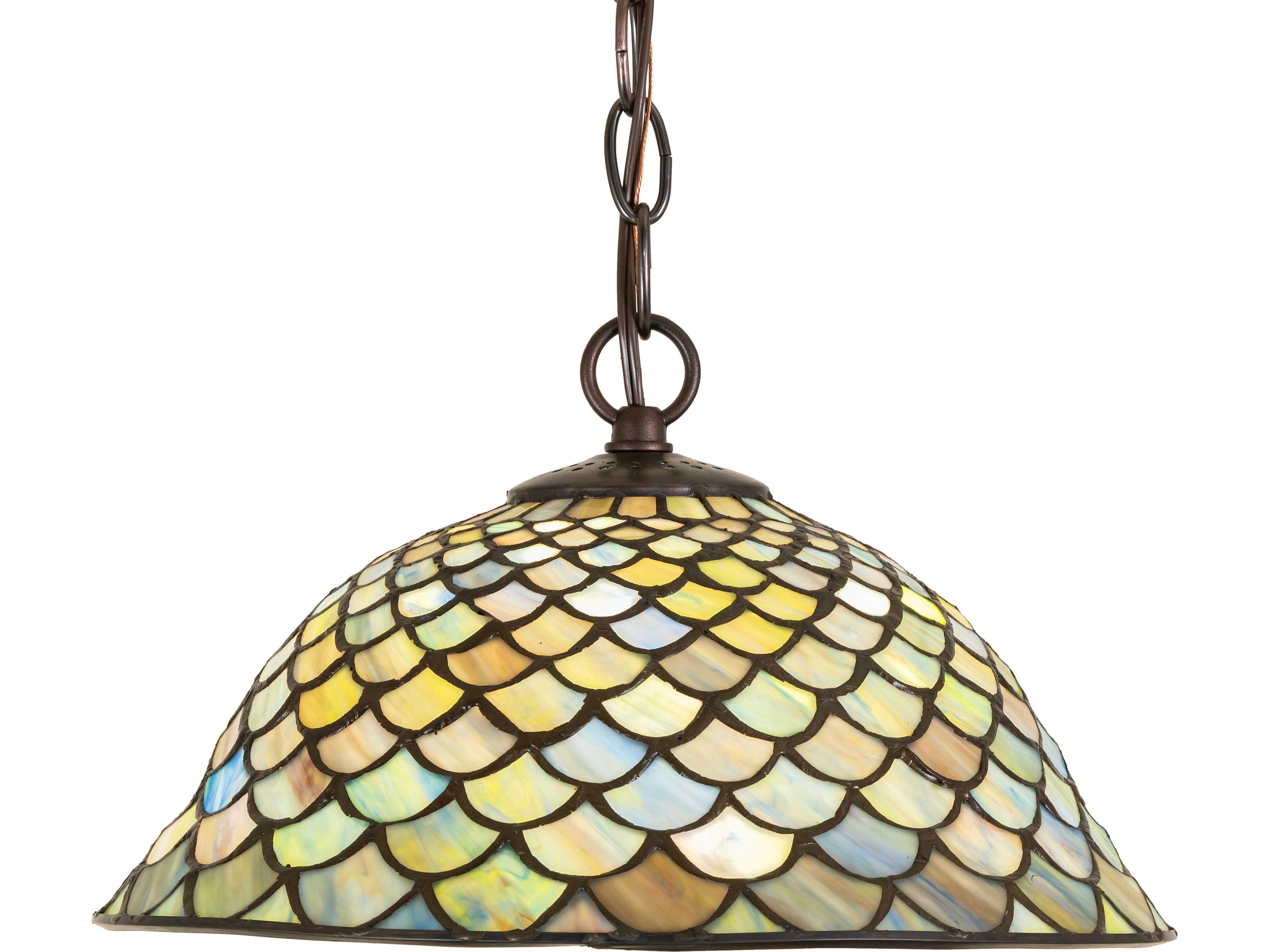 Meyda Tiffany Fishscale 1-Light Green Mini Pendant