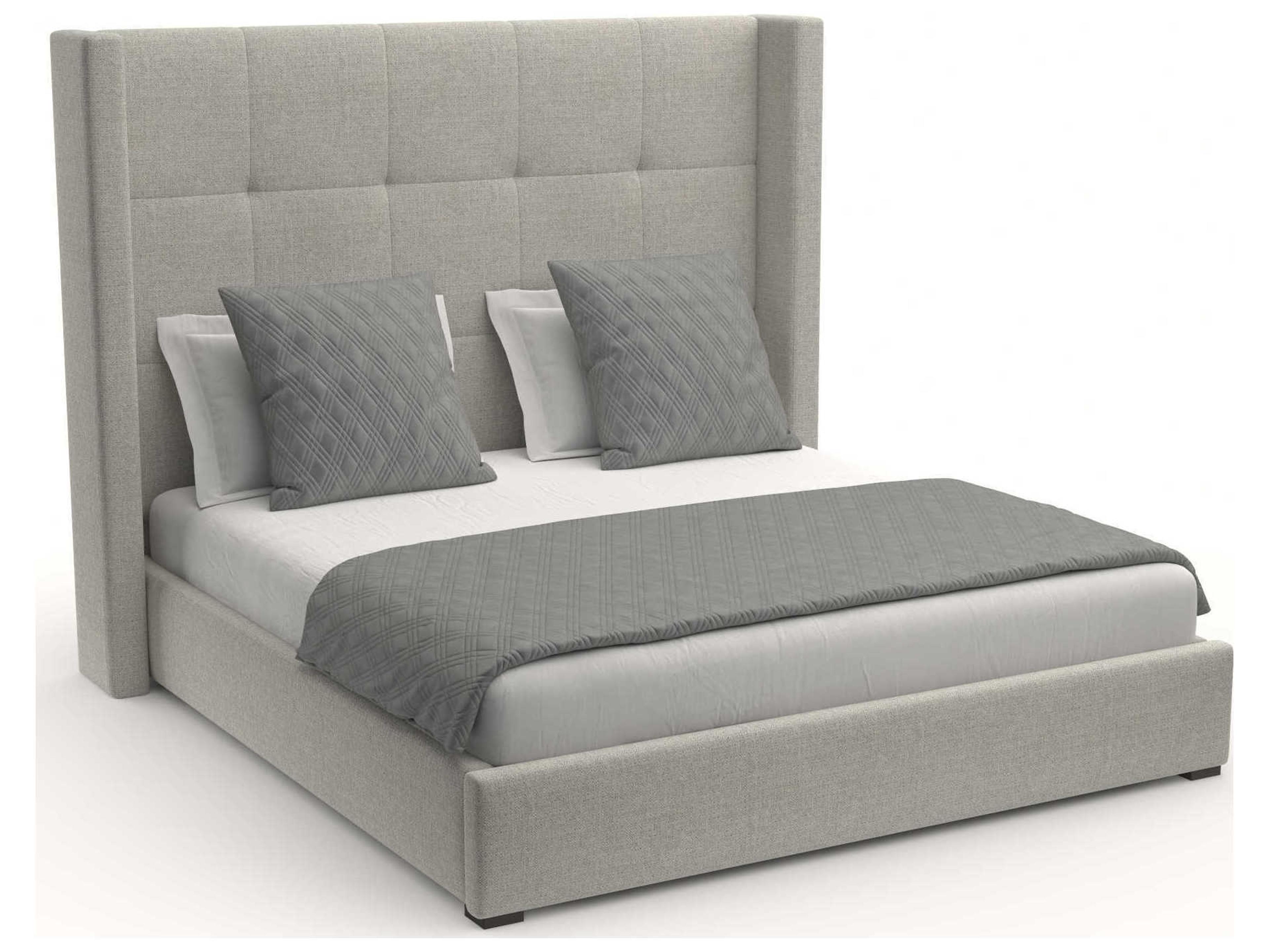 Nativa Interiors Aylet Button Tufted High Brown Upholstered Panel Bed