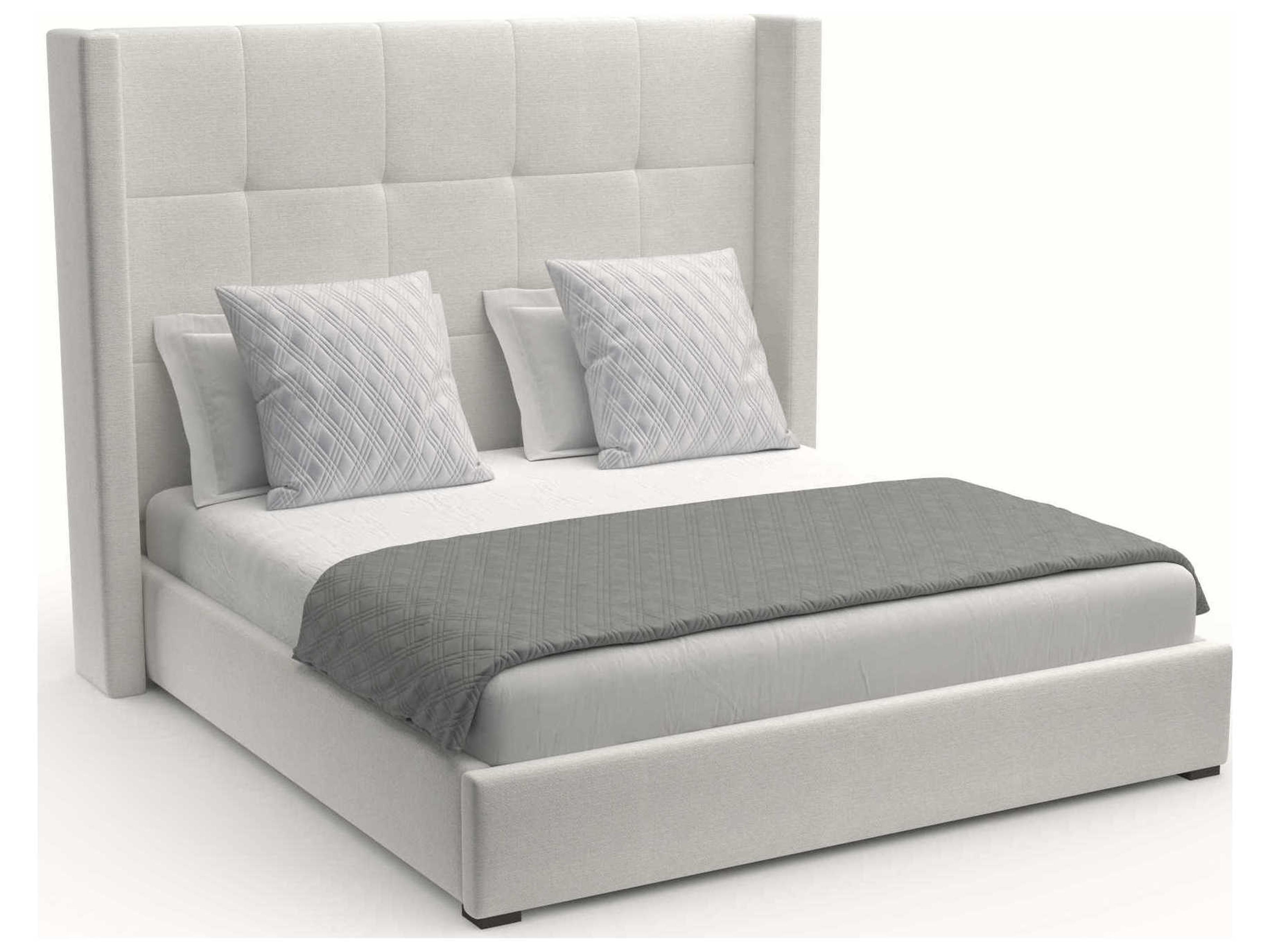 Nativa Interiors Aylet Button Tufted High Brown Upholstered Panel Bed