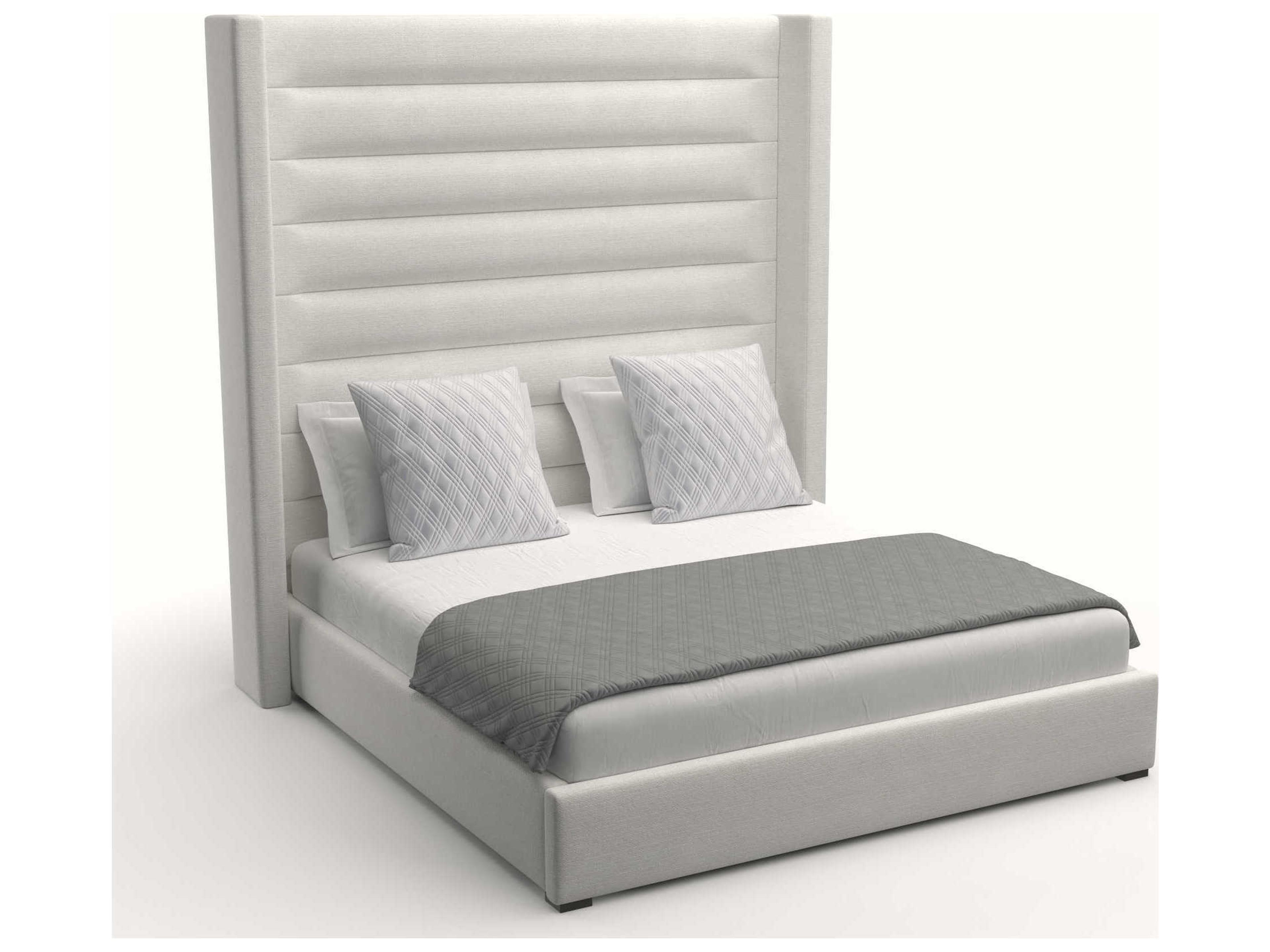 Nativa Interiors Aylet Horizontal Channel Tufted High Brown Upholstered Panel Bed