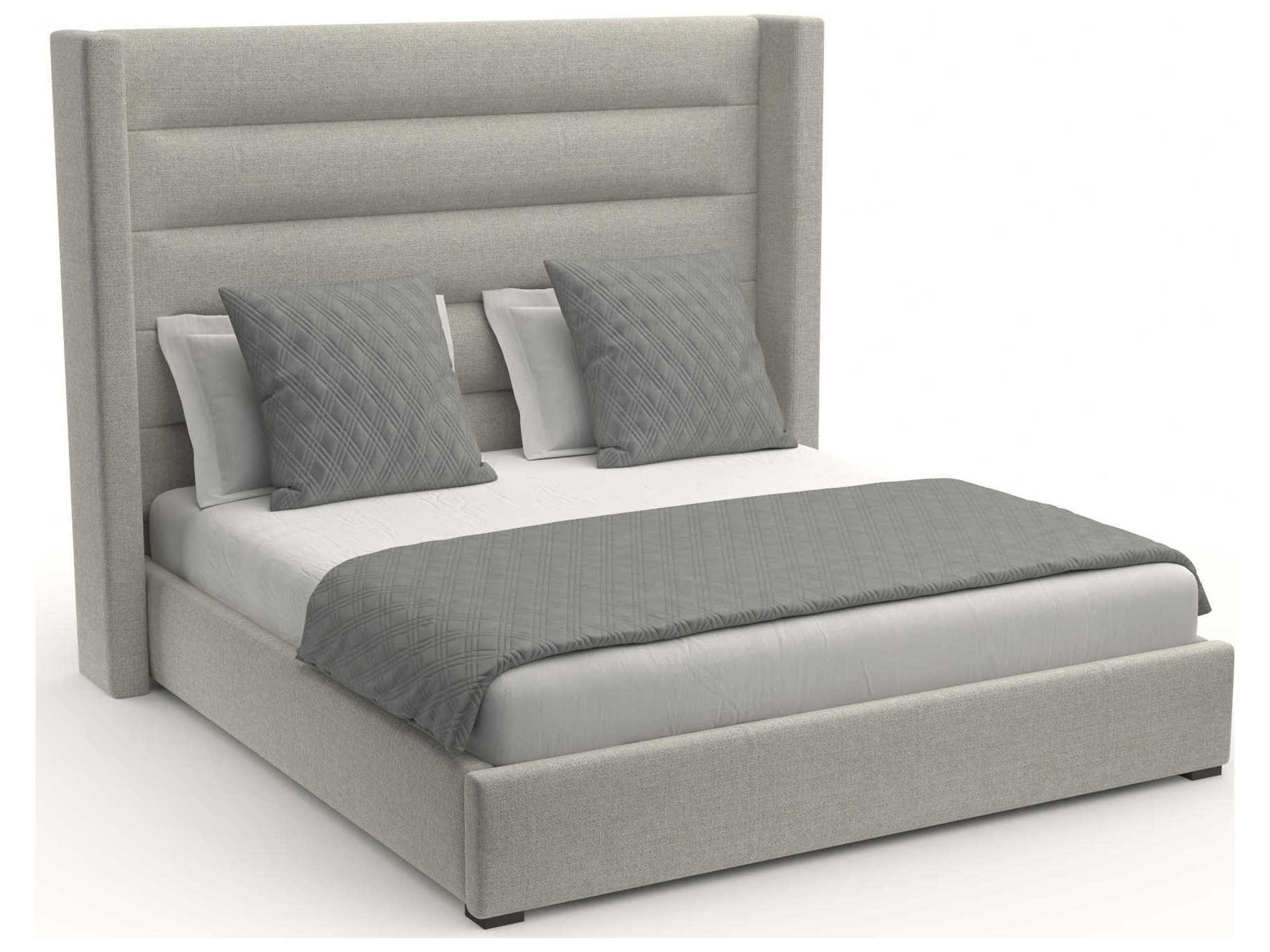 Nativa Interiors Aylet Horizontal Channel Tufted High Brown Upholstered Panel Bed