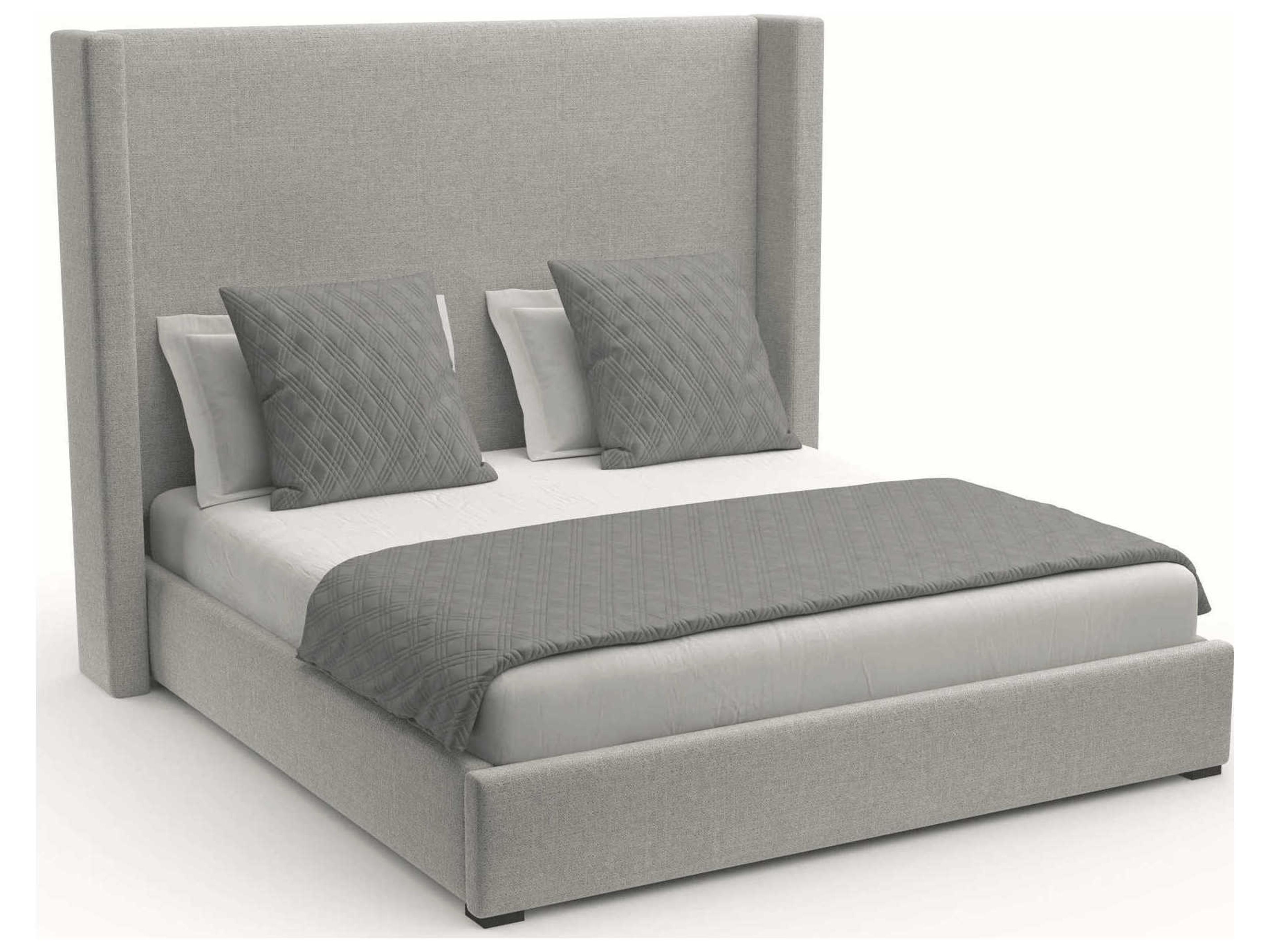 Nativa Interiors Aylet Plain High Brown Upholstered Panel Bed