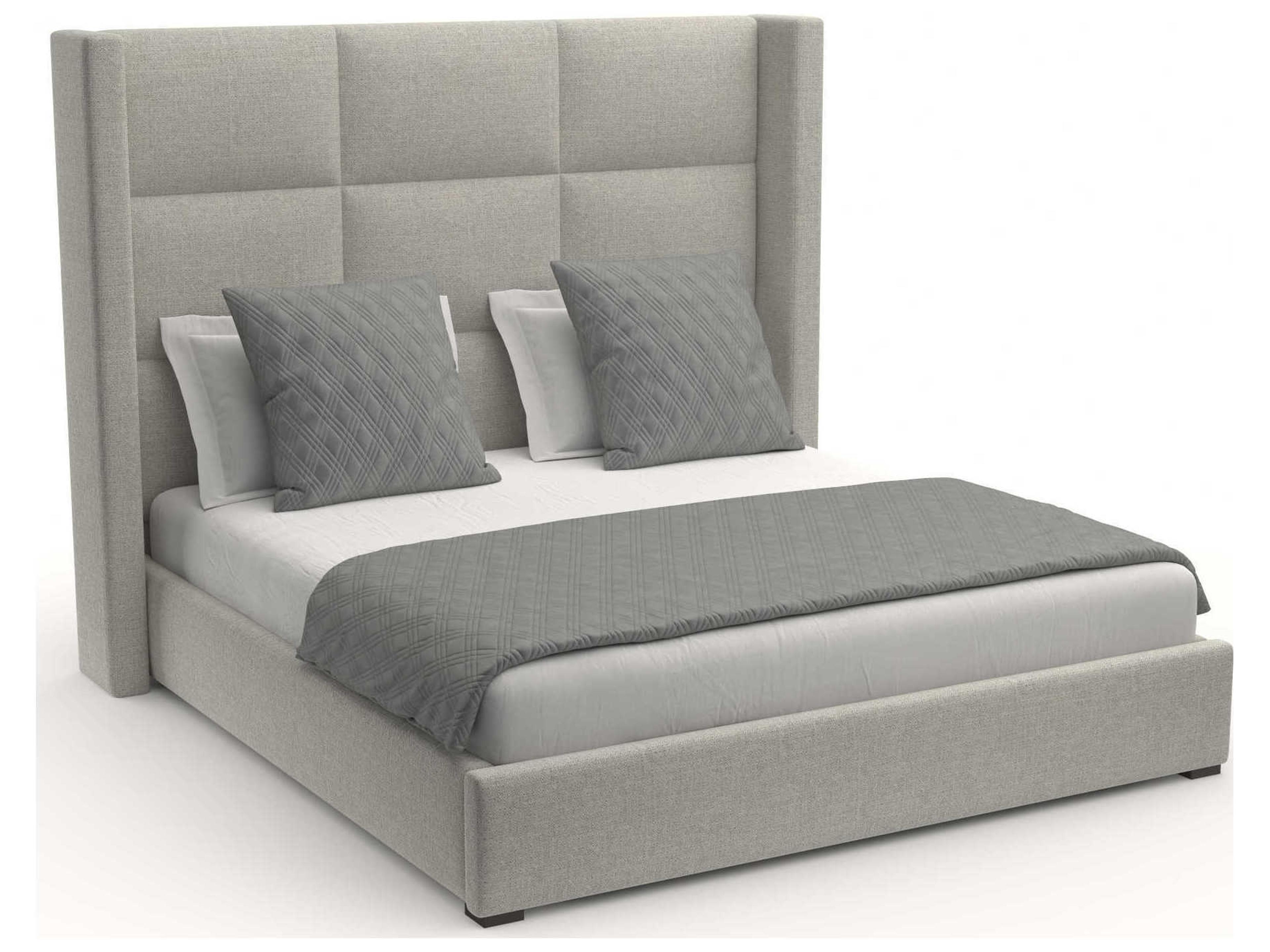 Nativa Interiors Aylet Square Tufted High Brown Upholstered Panel Bed