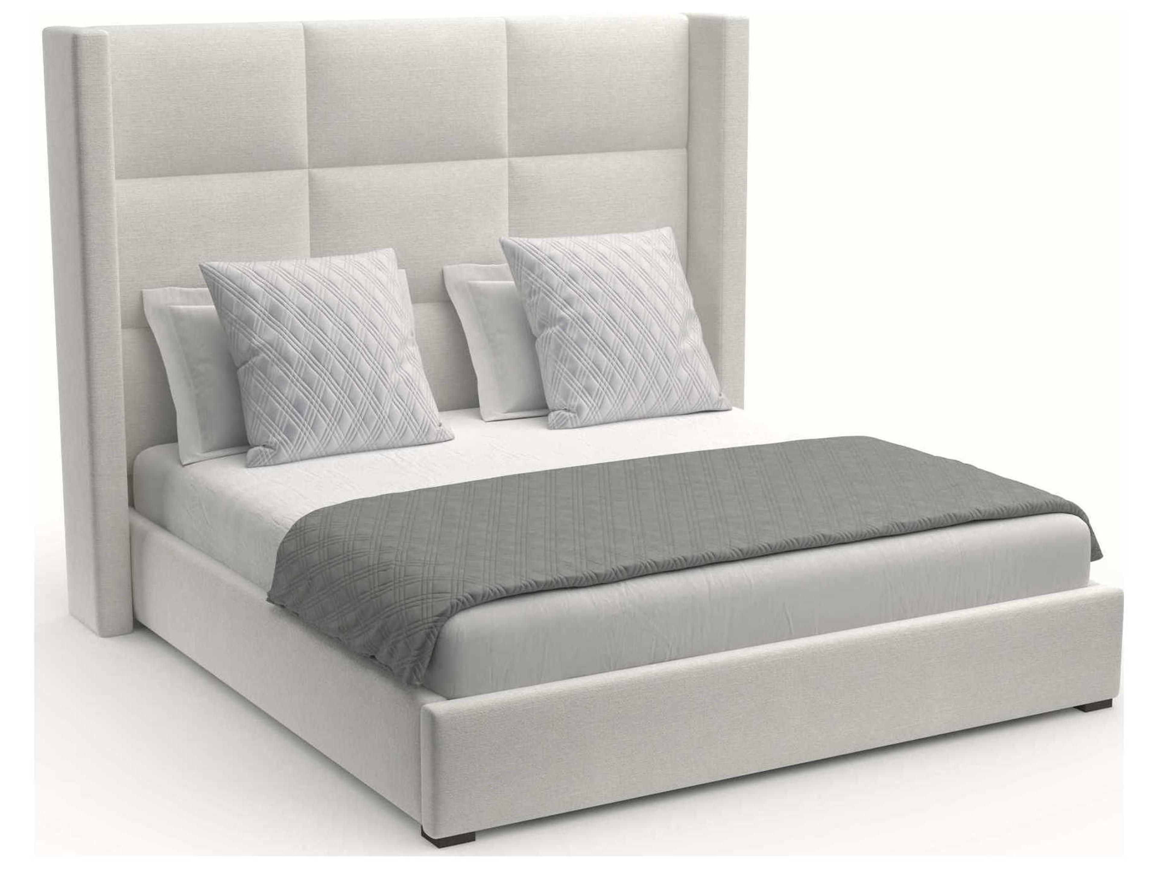 Nativa Interiors Aylet Square Tufted High Brown Upholstered Panel Bed