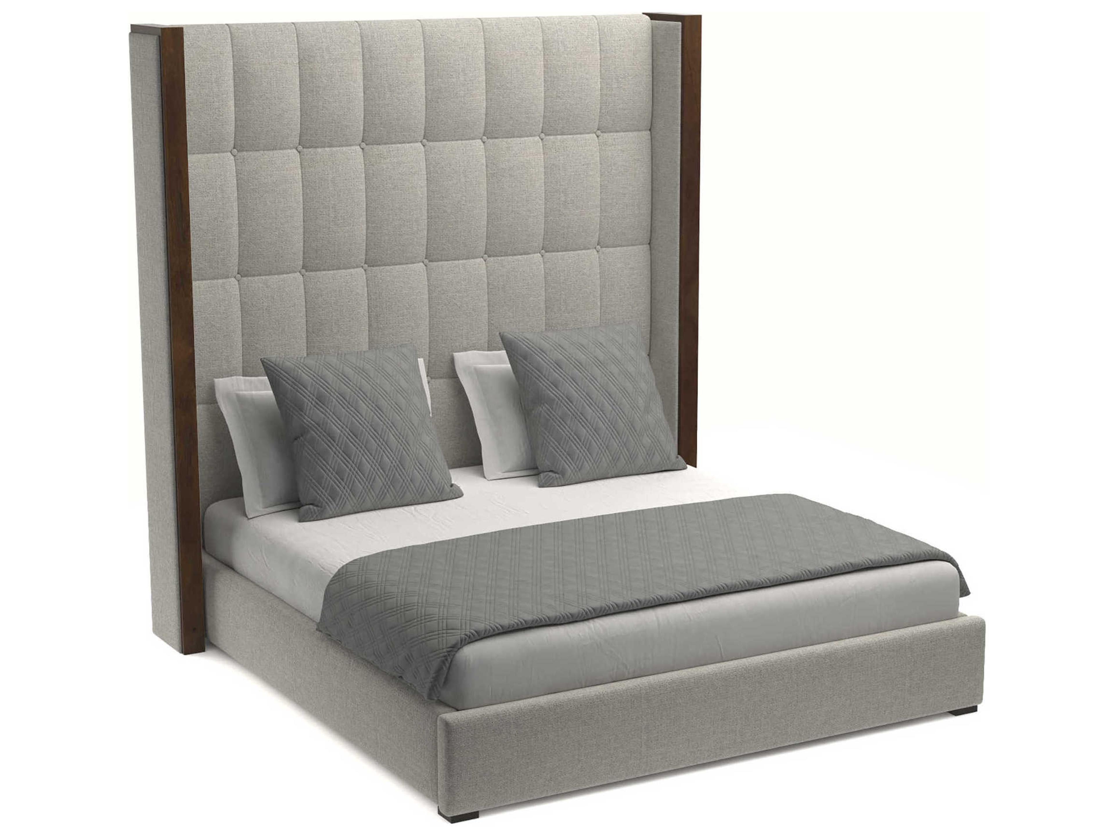 Nativa Interiors Irenne Box Tufted High Brown Upholstered Panel Bed
