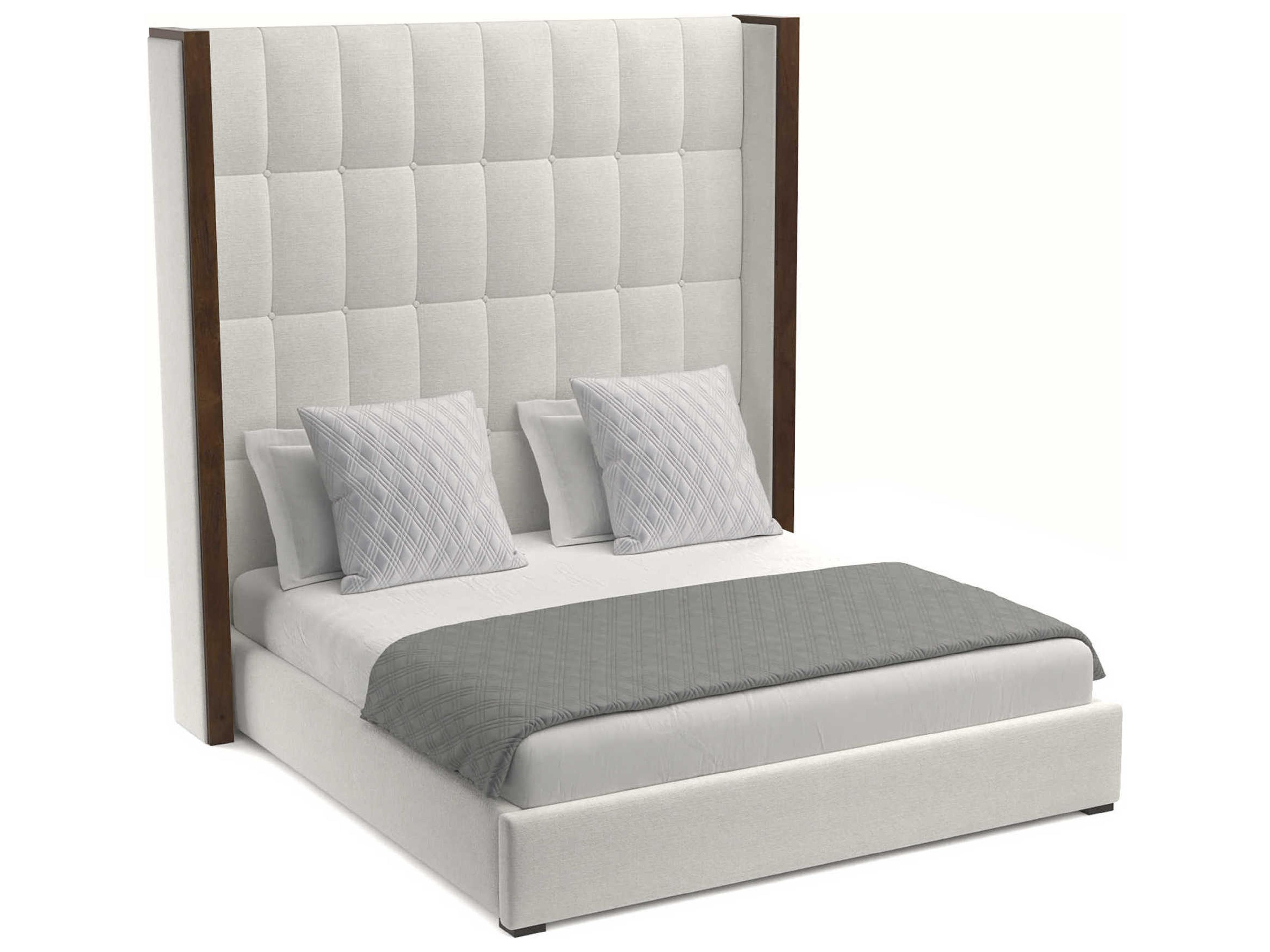 Nativa Interiors Irenne Box Tufted High Brown Upholstered Panel Bed