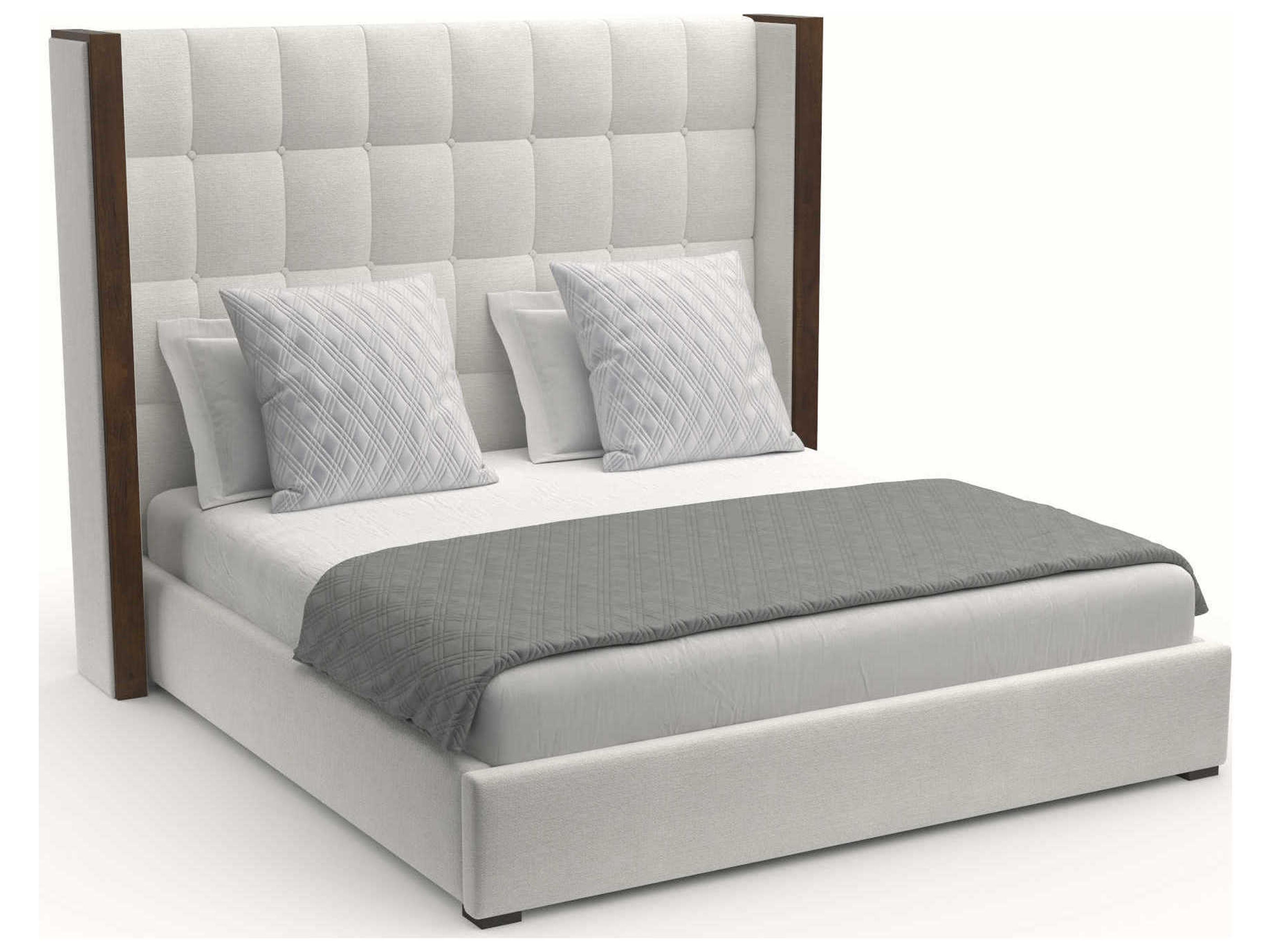 Nativa Interiors Irenne Box Tufted High Brown Upholstered Panel Bed