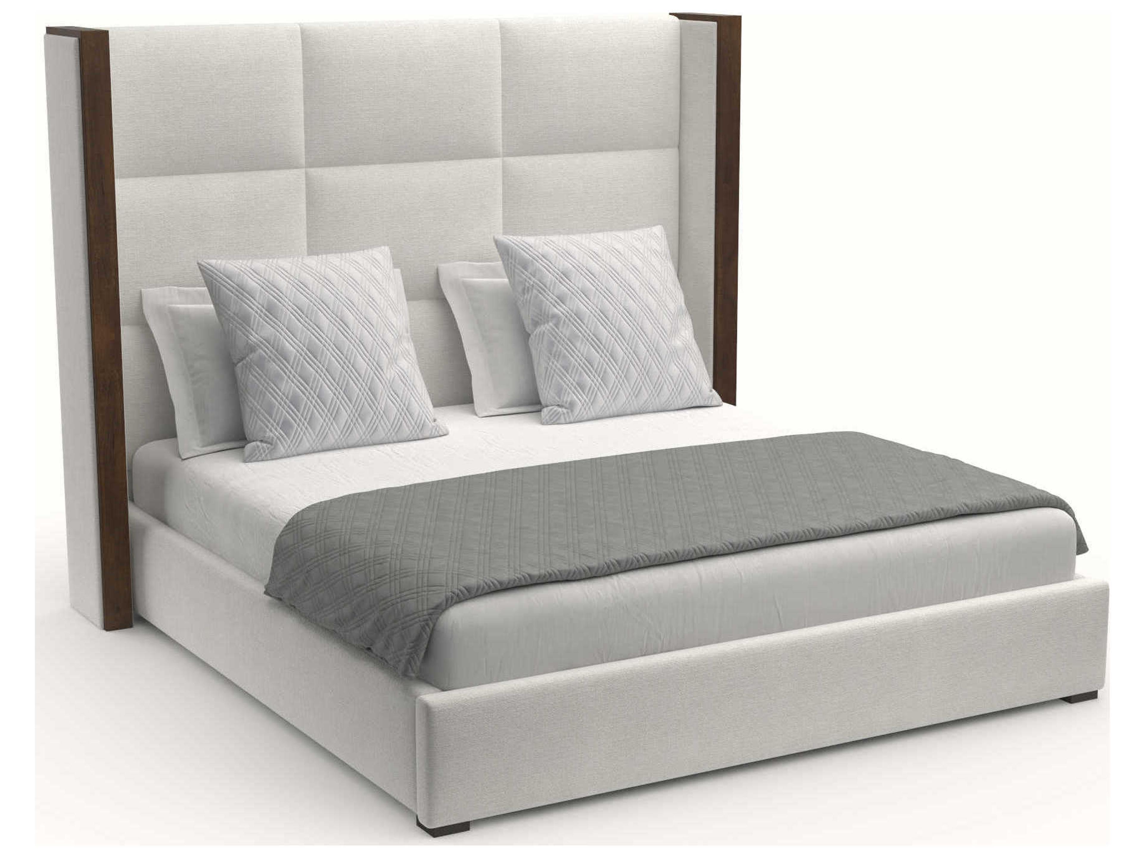 Nativa Interiors Irenne Square Tufted High Brown Upholstered Panel Bed