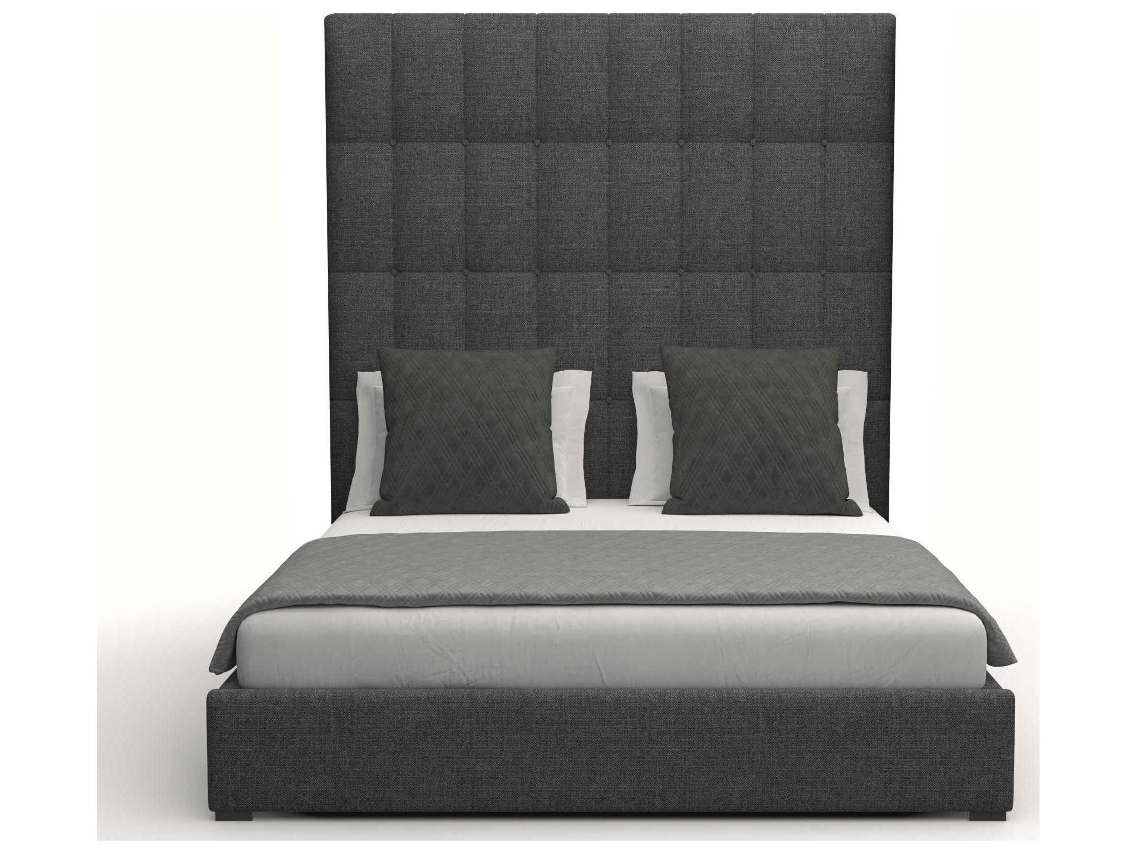 Nativa Interiors Moyra Box Tufted High Brown Ply Wood Upholstered Panel Bed