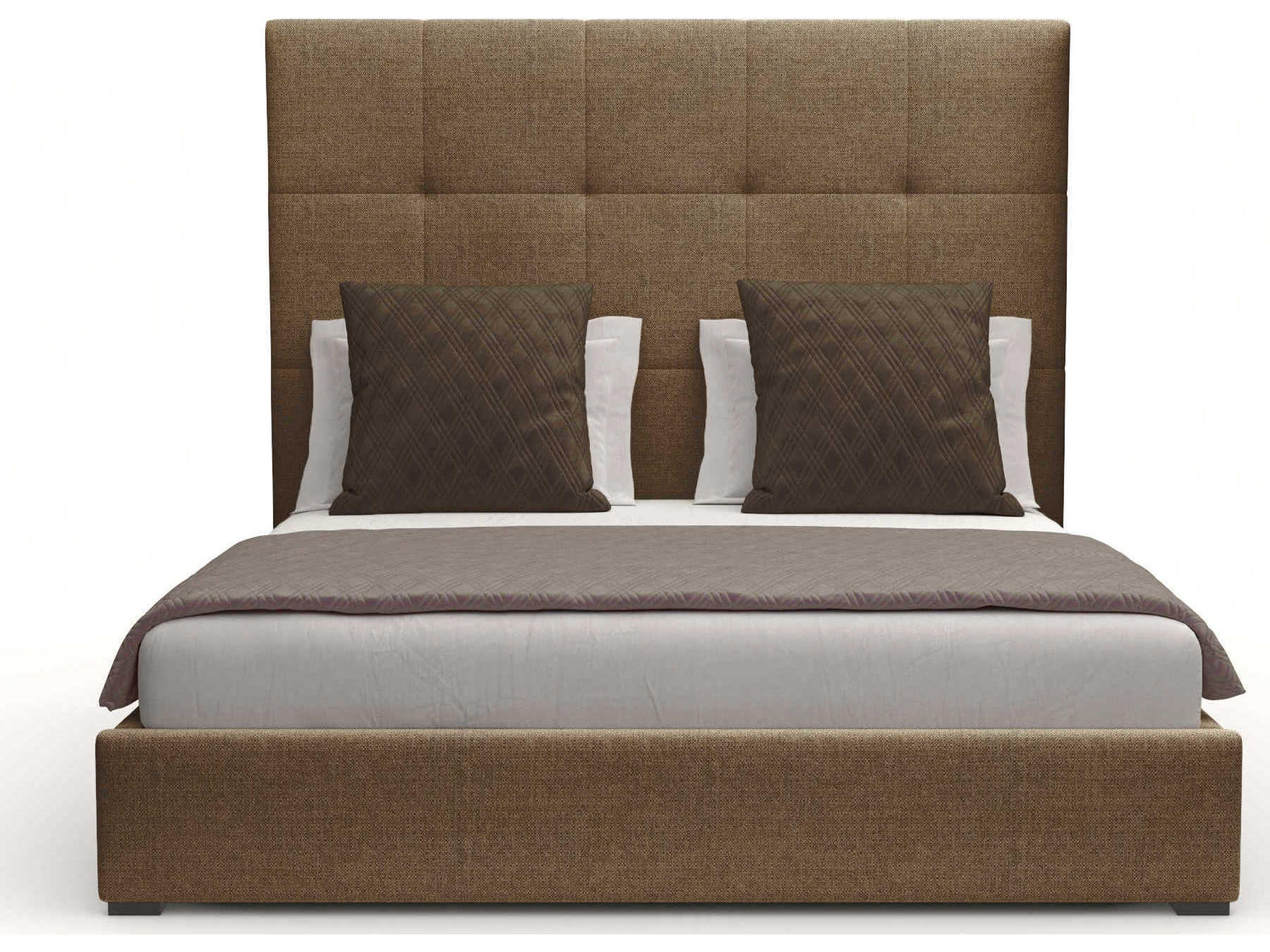 Nativa Interiors Moyra Button Tufted High Gray Upholstered Panel Bed