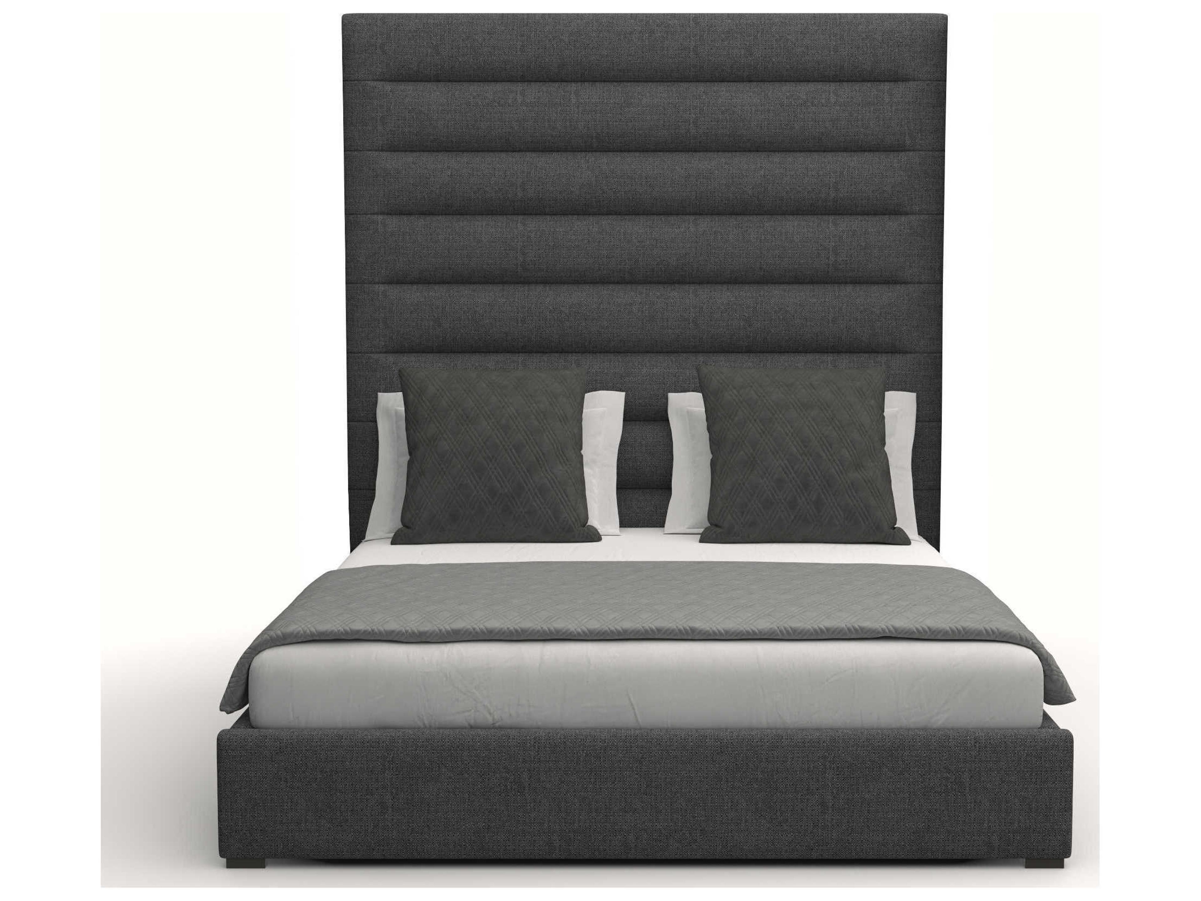 Nativa Interiors Moyra Horizontal Channel Tufted High Brown Upholstered Panel Bed