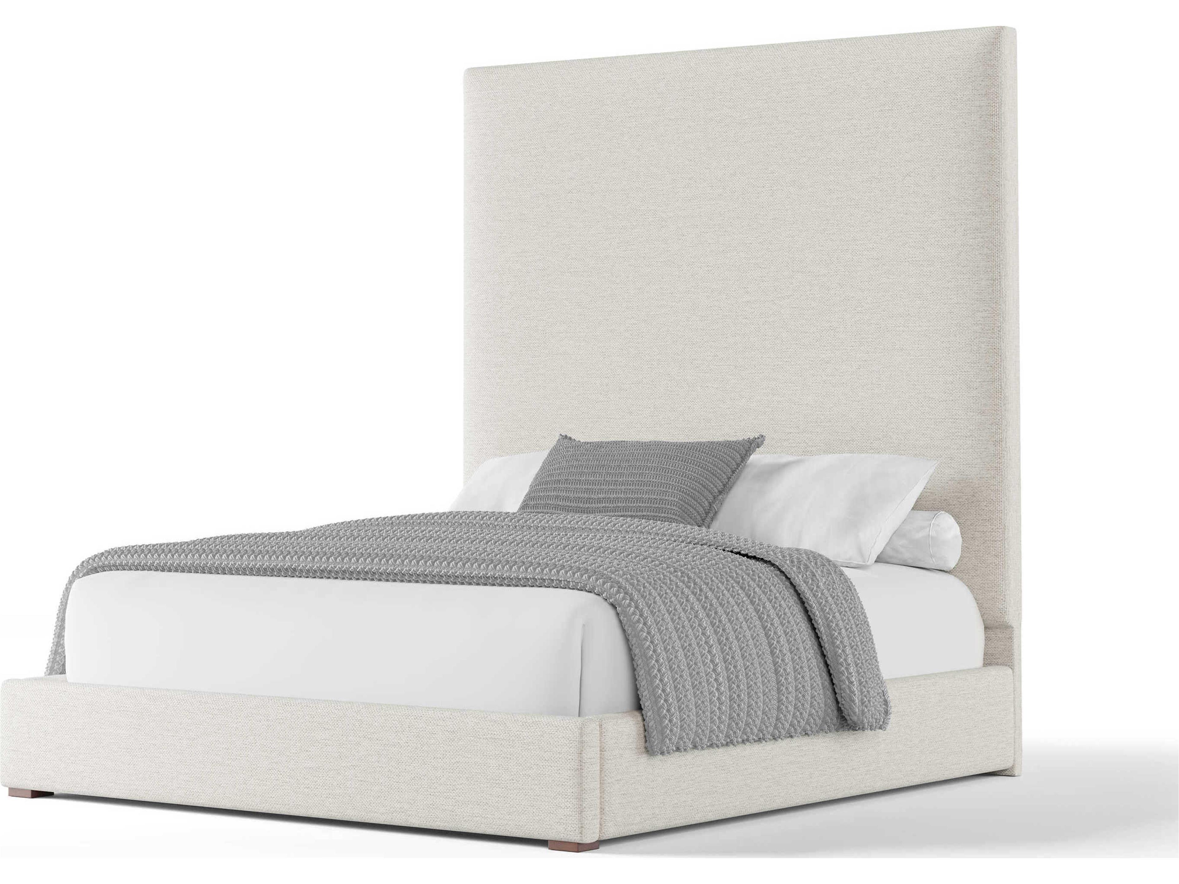 Moyra Plain High White Upholstered Panel Bed