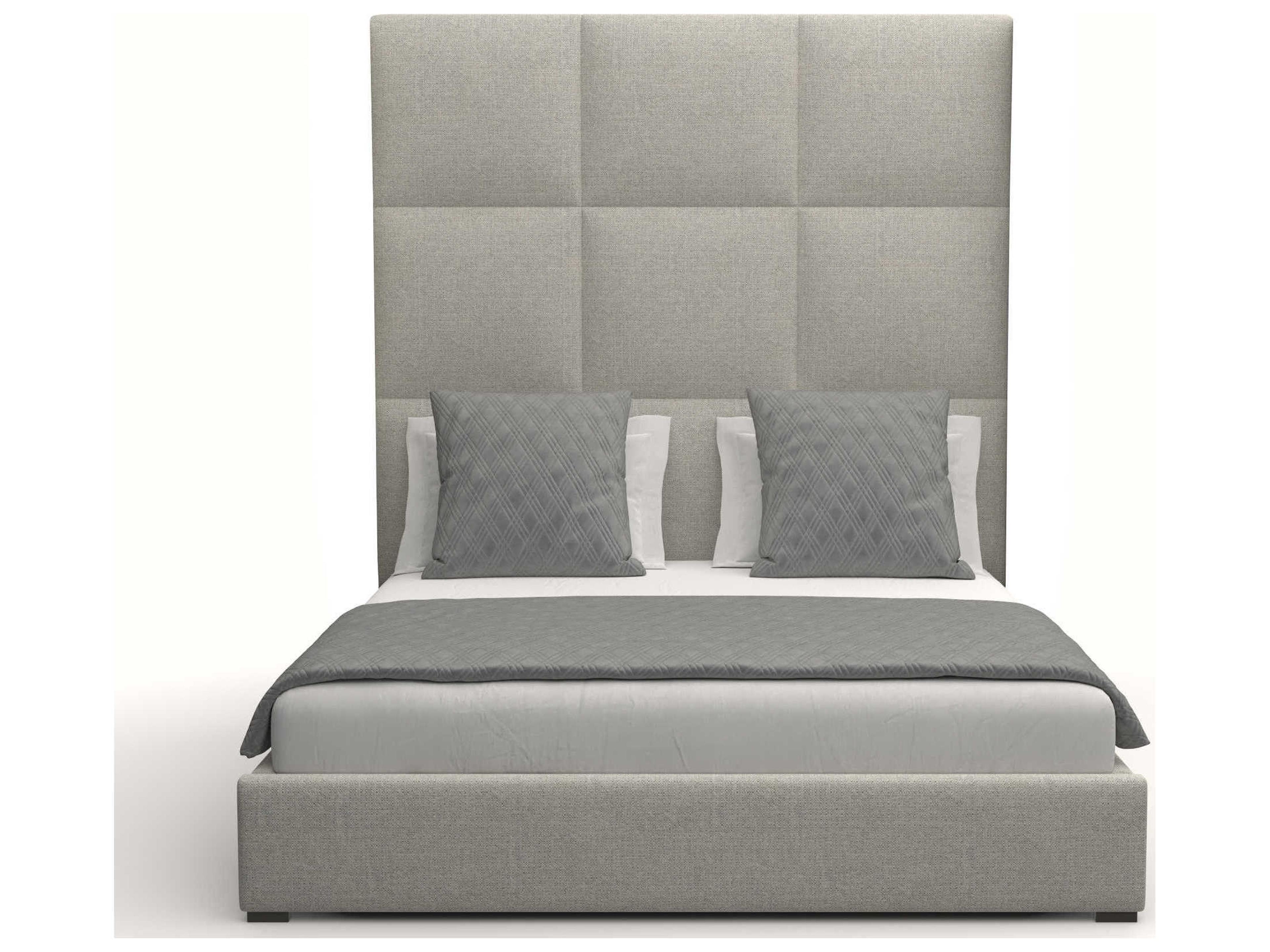 Nativa Interiors Moyra Square Tufted High Beige Upholstered Panel Bed