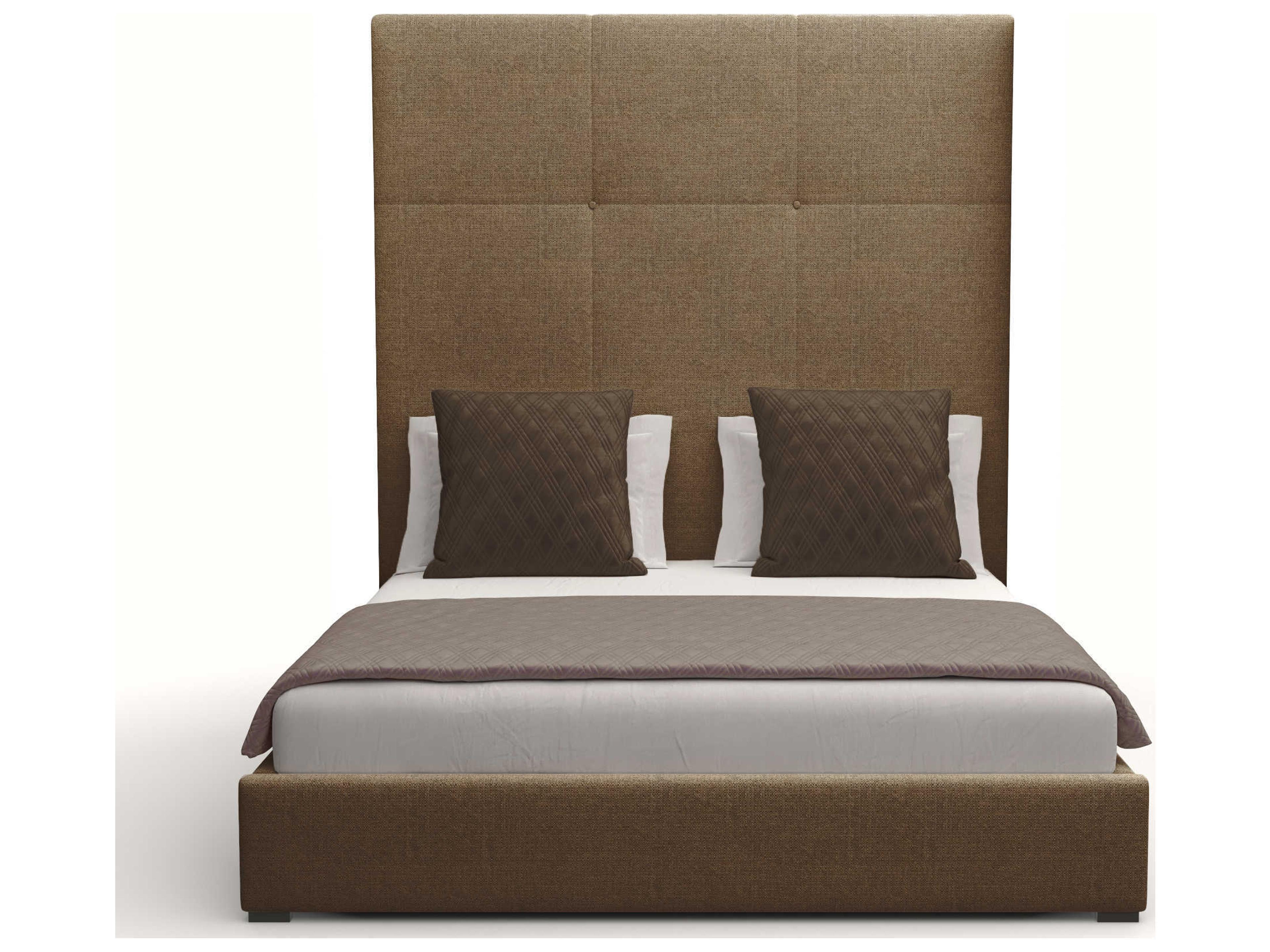 Nativa Interiors Moyra Simple Tufted High Gray Upholstered Panel Bed