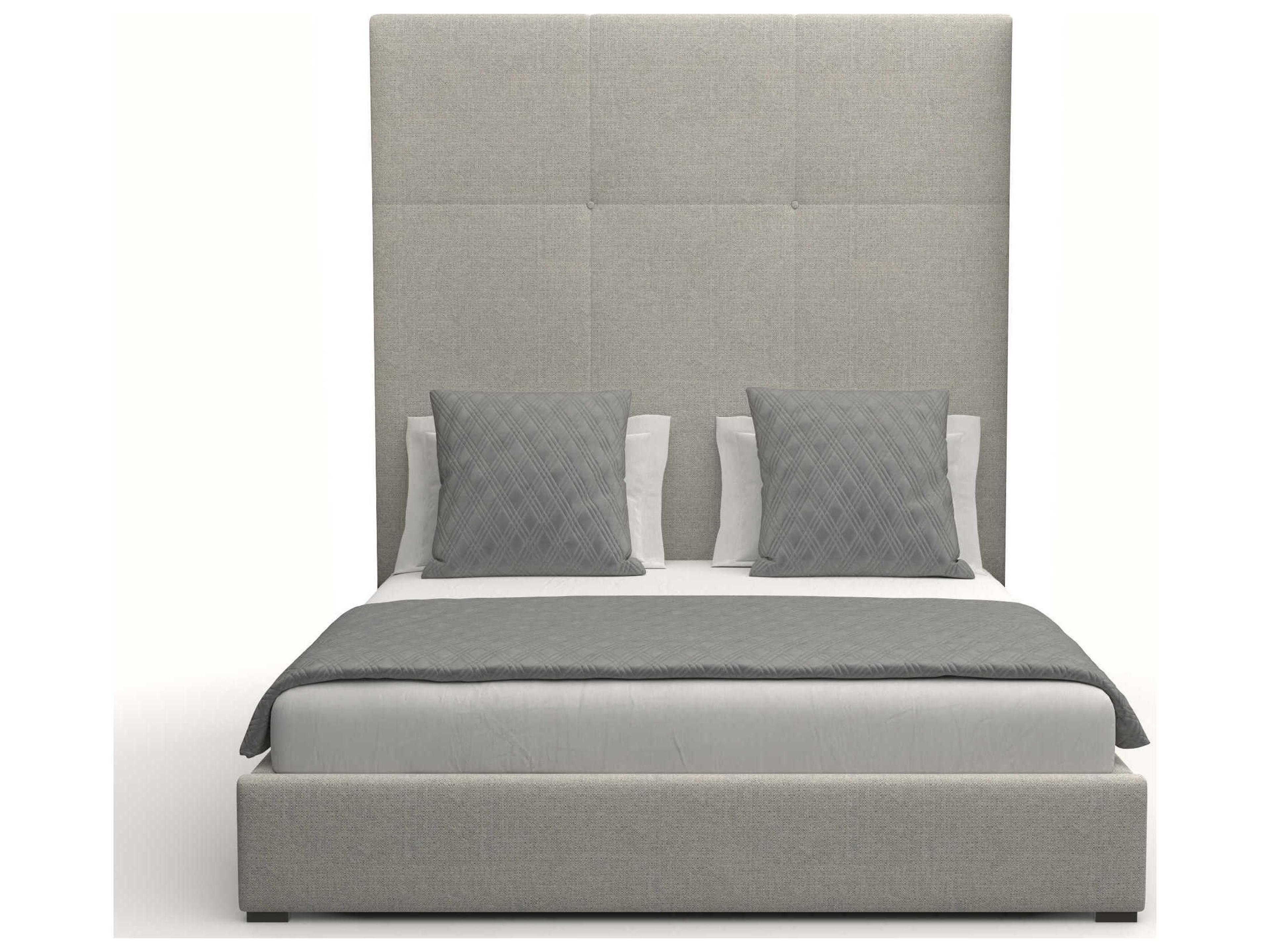 Nativa Interiors Moyra Simple Tufted High Gray Upholstered Panel Bed