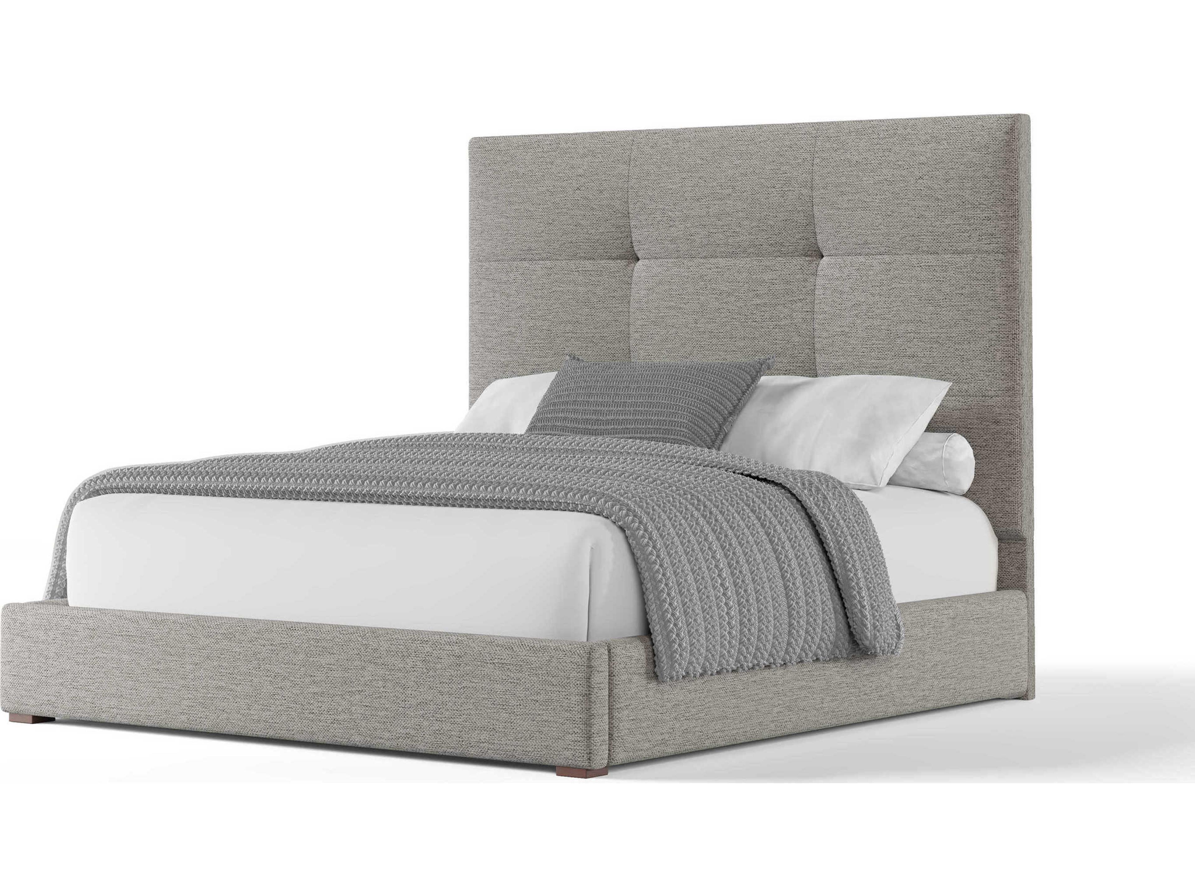 Moyra Simple Tufted High Gray Ply Wood Upholstered Panel Bed