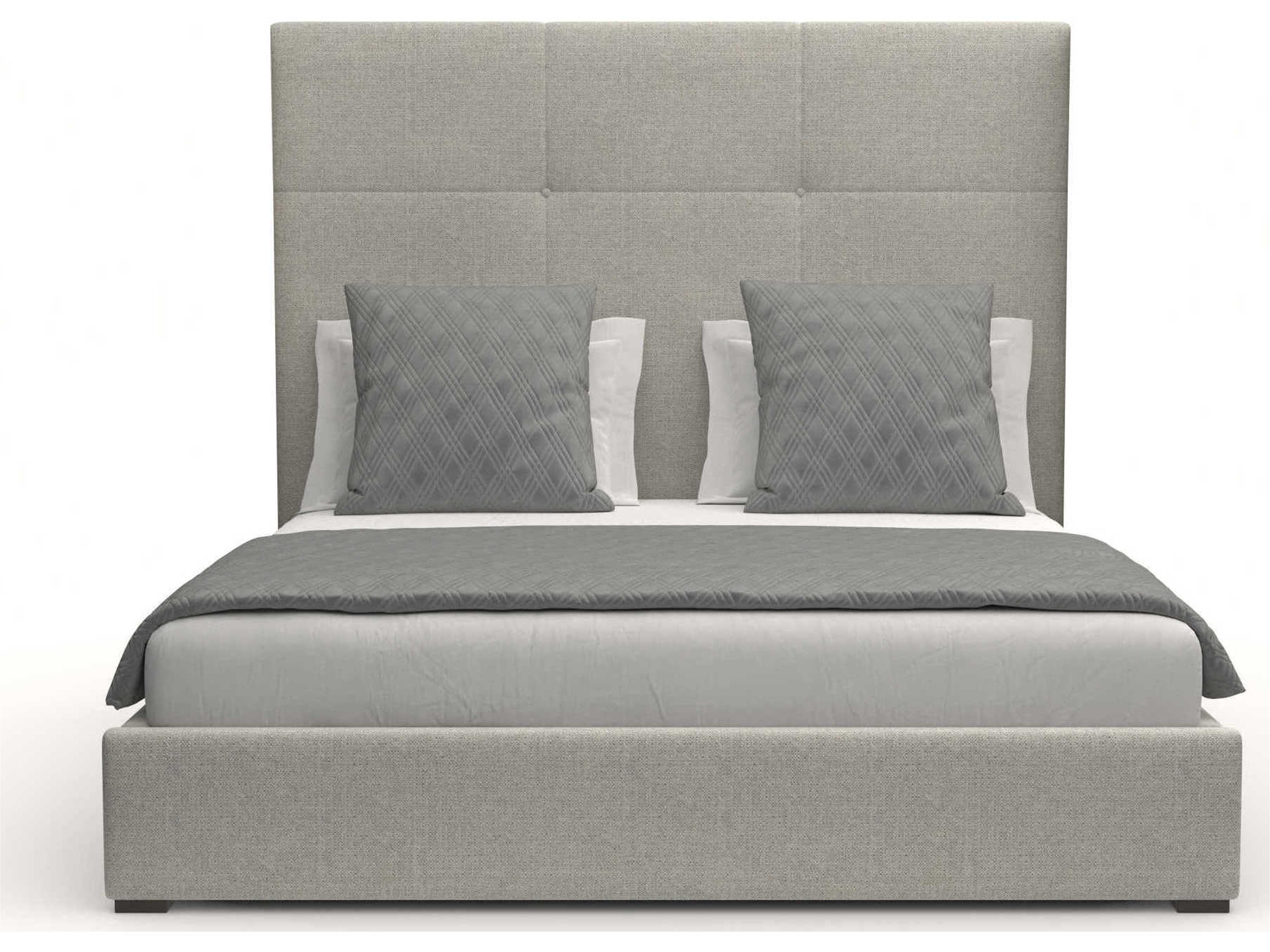 Nativa Interiors Moyra Simple Tufted High Gray Ply Wood Upholstered Panel Bed