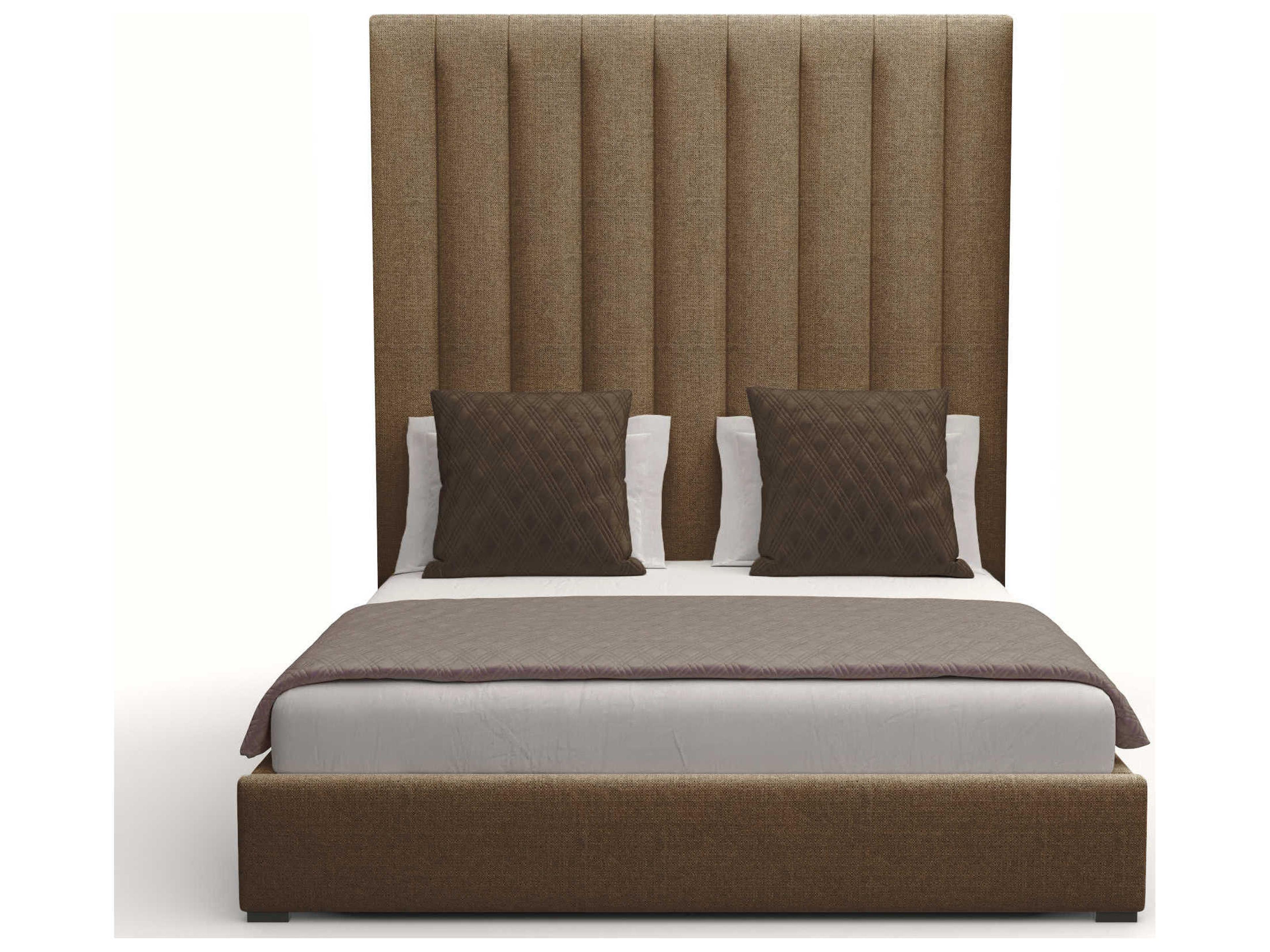 Nativa Interiors Moyra Vertical Channel Tufted High White Upholstered Panel Bed