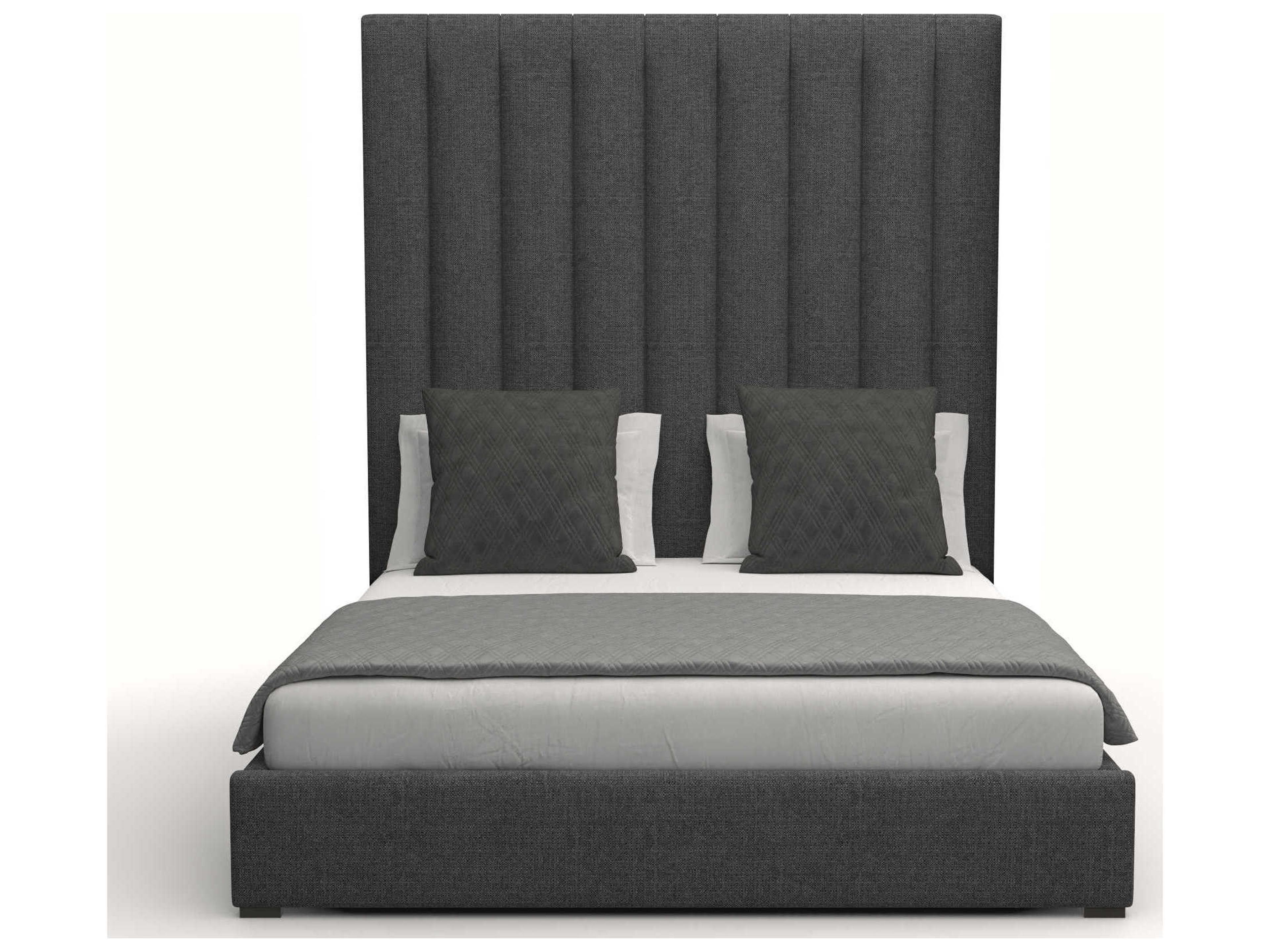 Nativa Interiors Moyra Vertical Channel Tufted High White Upholstered Panel Bed