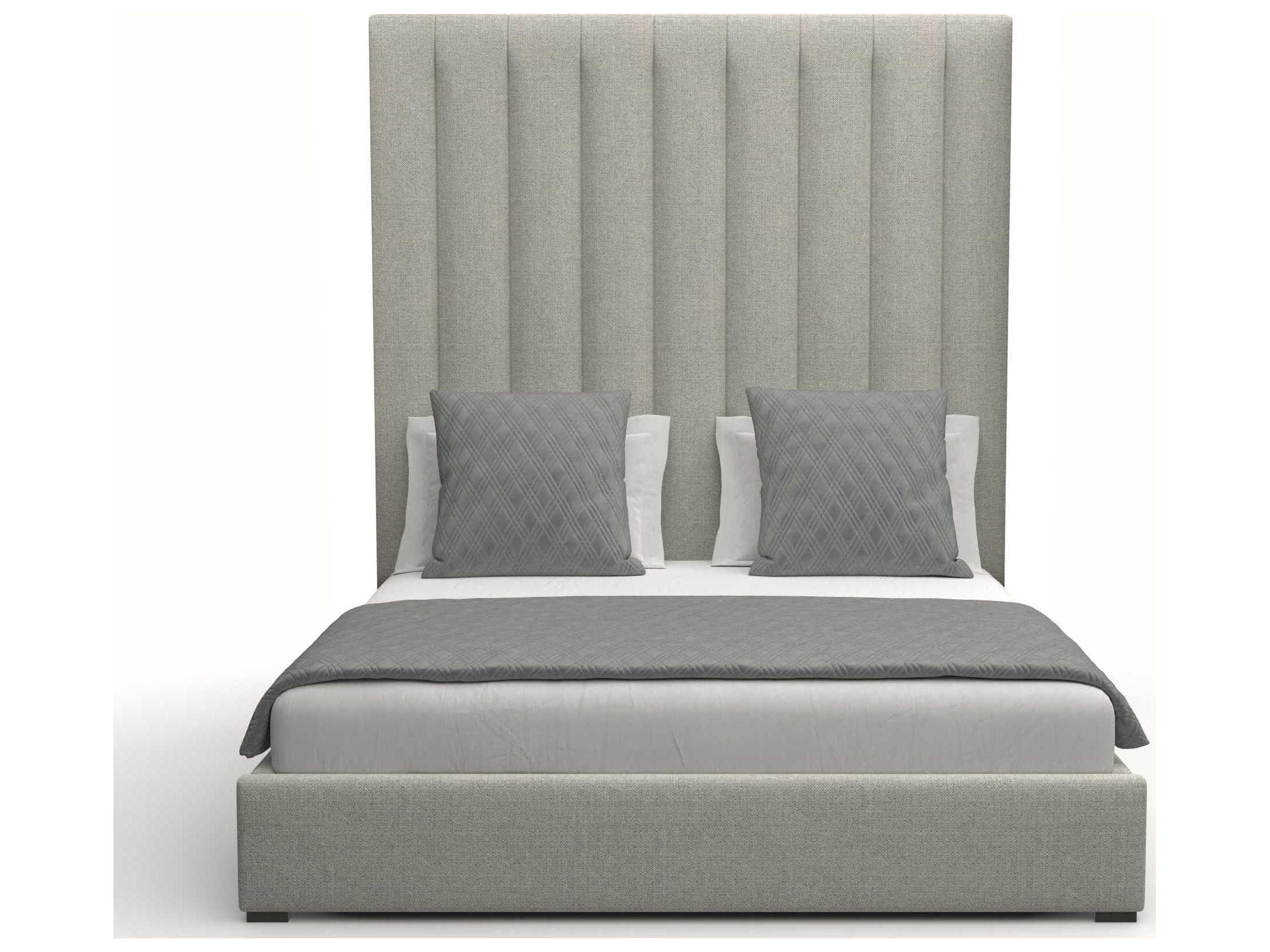 Nativa Interiors Moyra Vertical Channel Tufted High White Upholstered Panel Bed