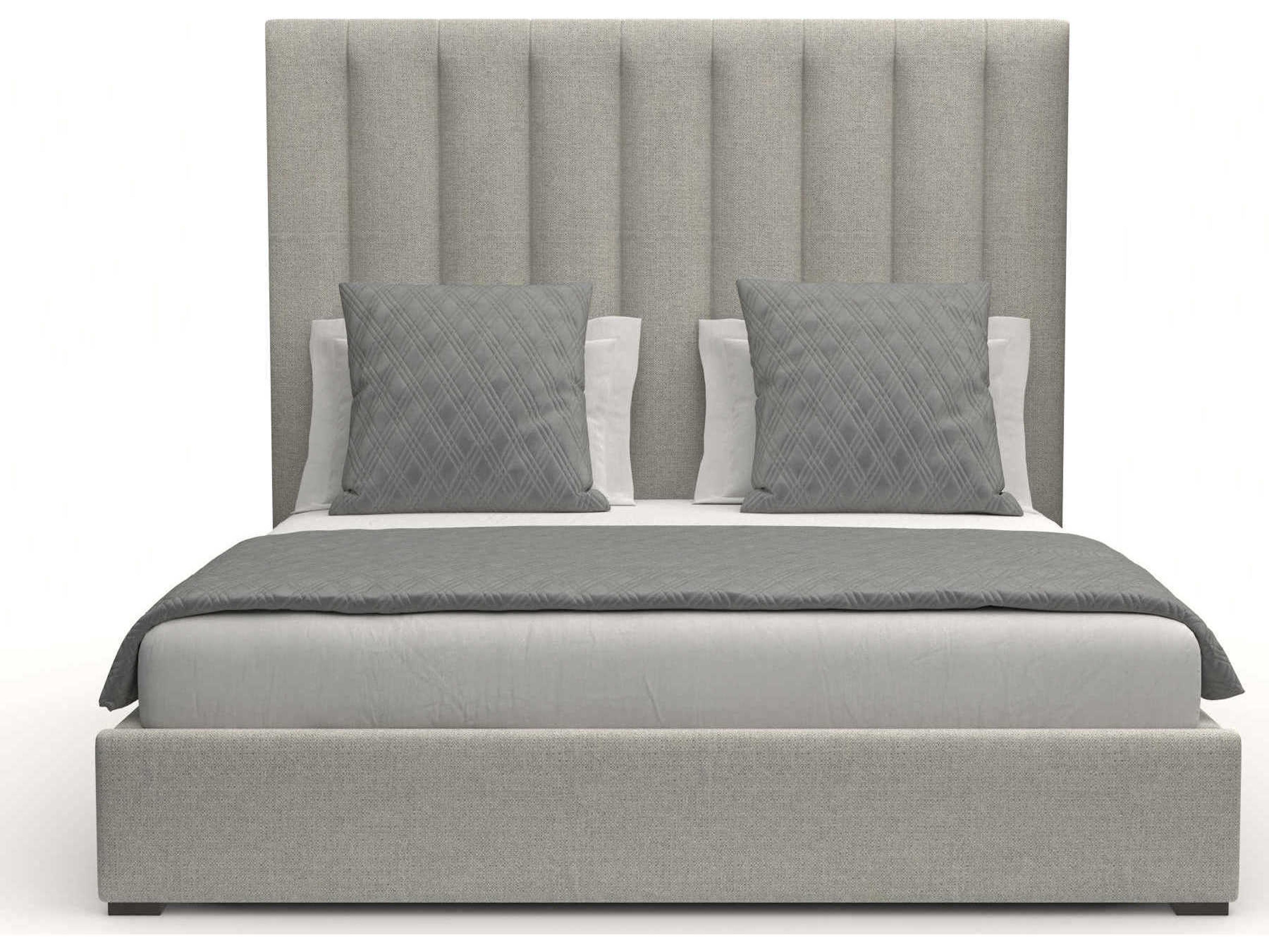 Nativa Interiors Moyra Vertical Channel Tufted High White Upholstered Panel Bed