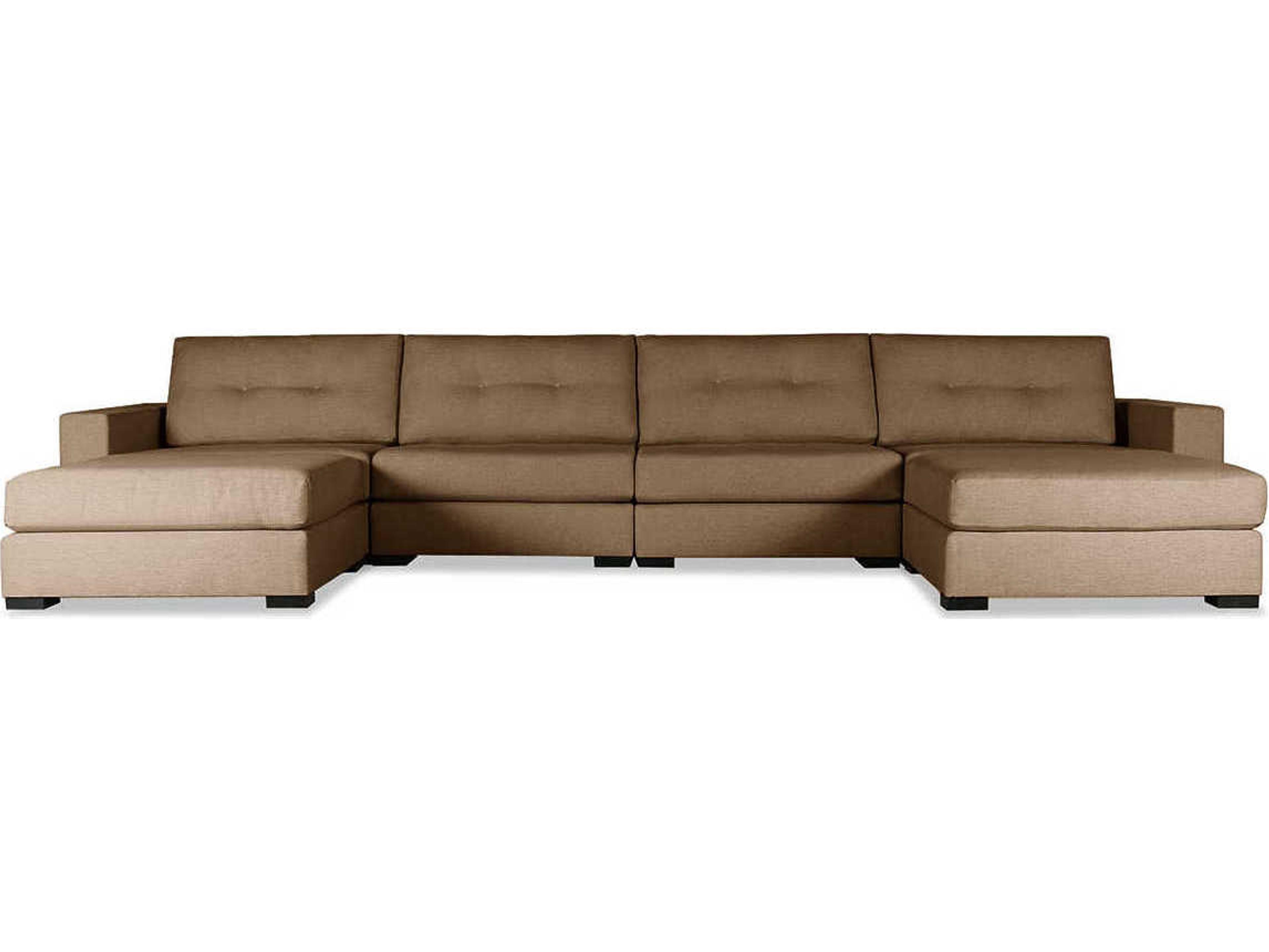 Veranda Buttoned 6 - Pieces Upholstered Sectional Sofa with Double Ottoman