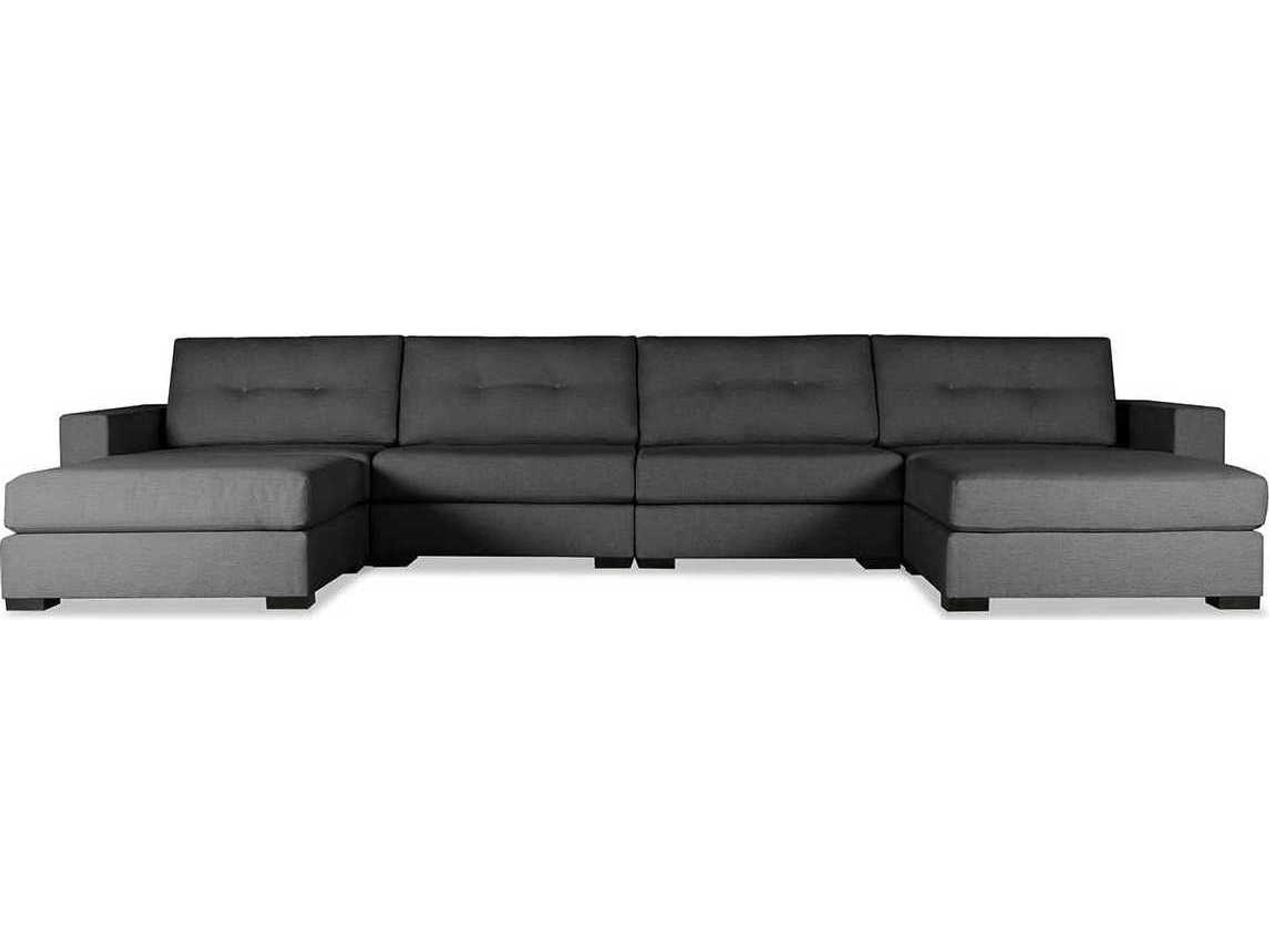Nativa Interiors Veranda Buttoned 6 - Pieces Upholstered Sectional Sofa with Double Ottoman
