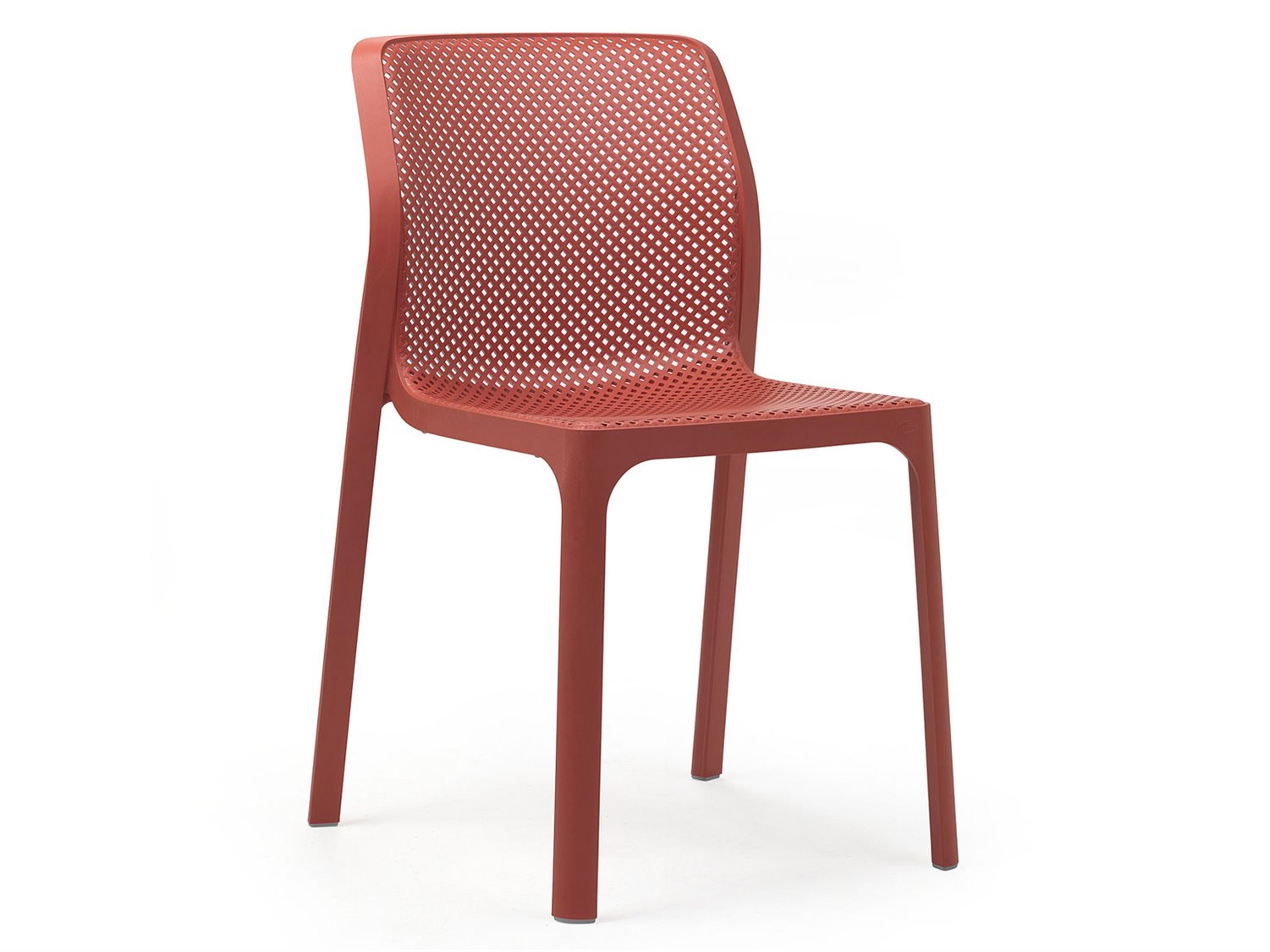 Bit Stackable Outdoor Dining Chair in Coral